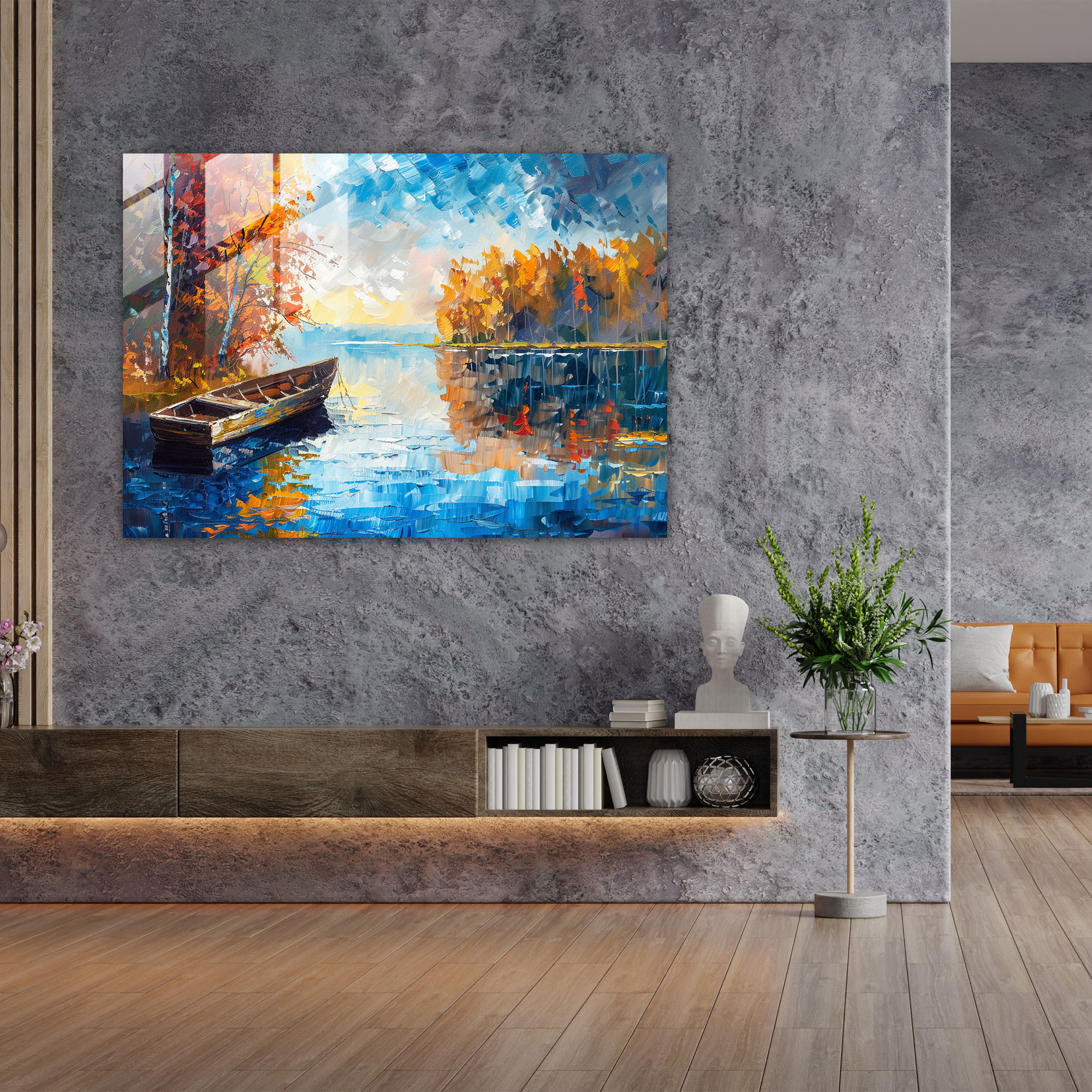 Leonid Afremov Glass Wall Art - Lakeside View Glass Print - Leonid Afremov, Home Decoration, Wall Decoration, Glass Wall Art