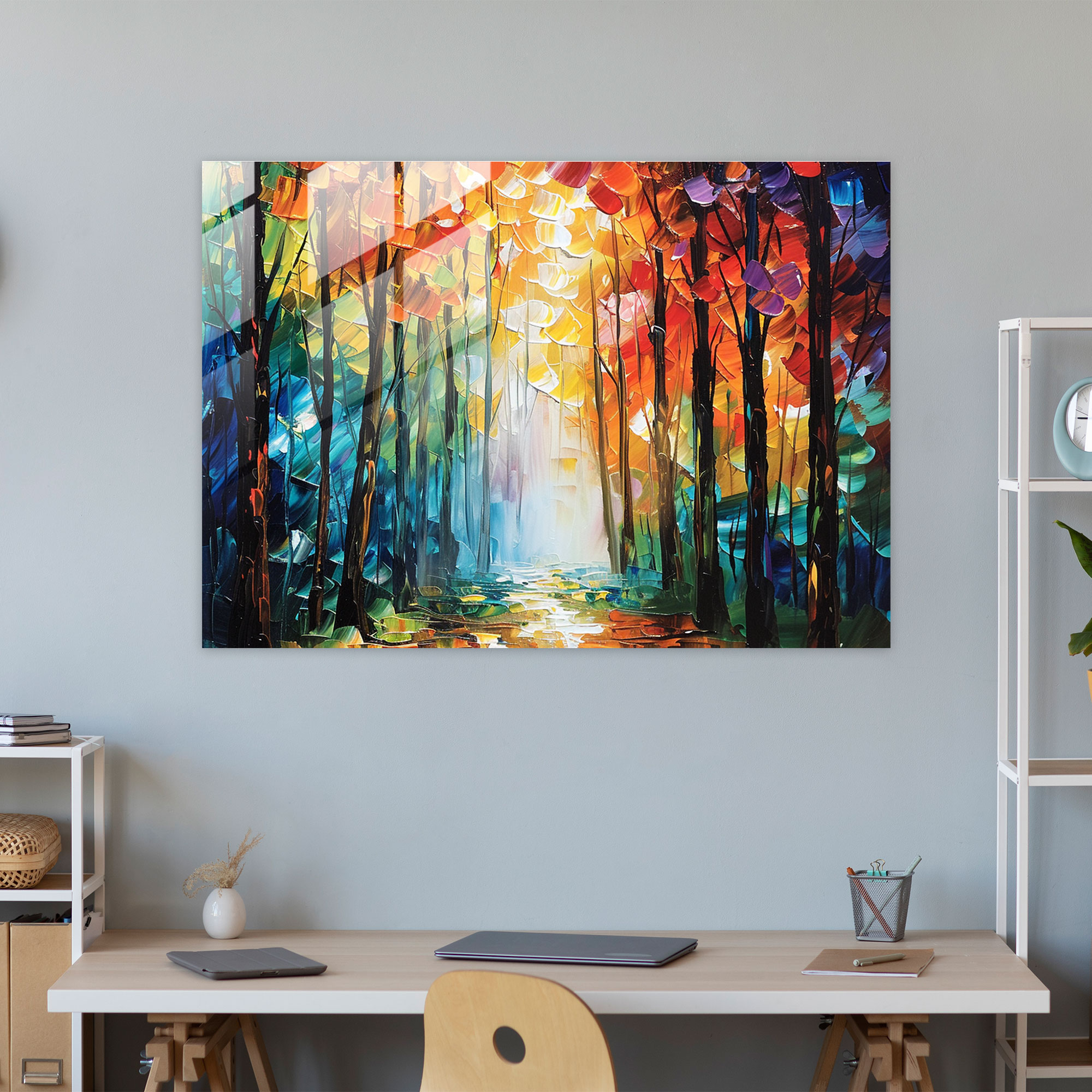 Leonid Afremov Glass Print - Colorful Reflections Glass Wall Art - Leonid Afremov, Leonid Afremov, Wall Decoration, Modern Art