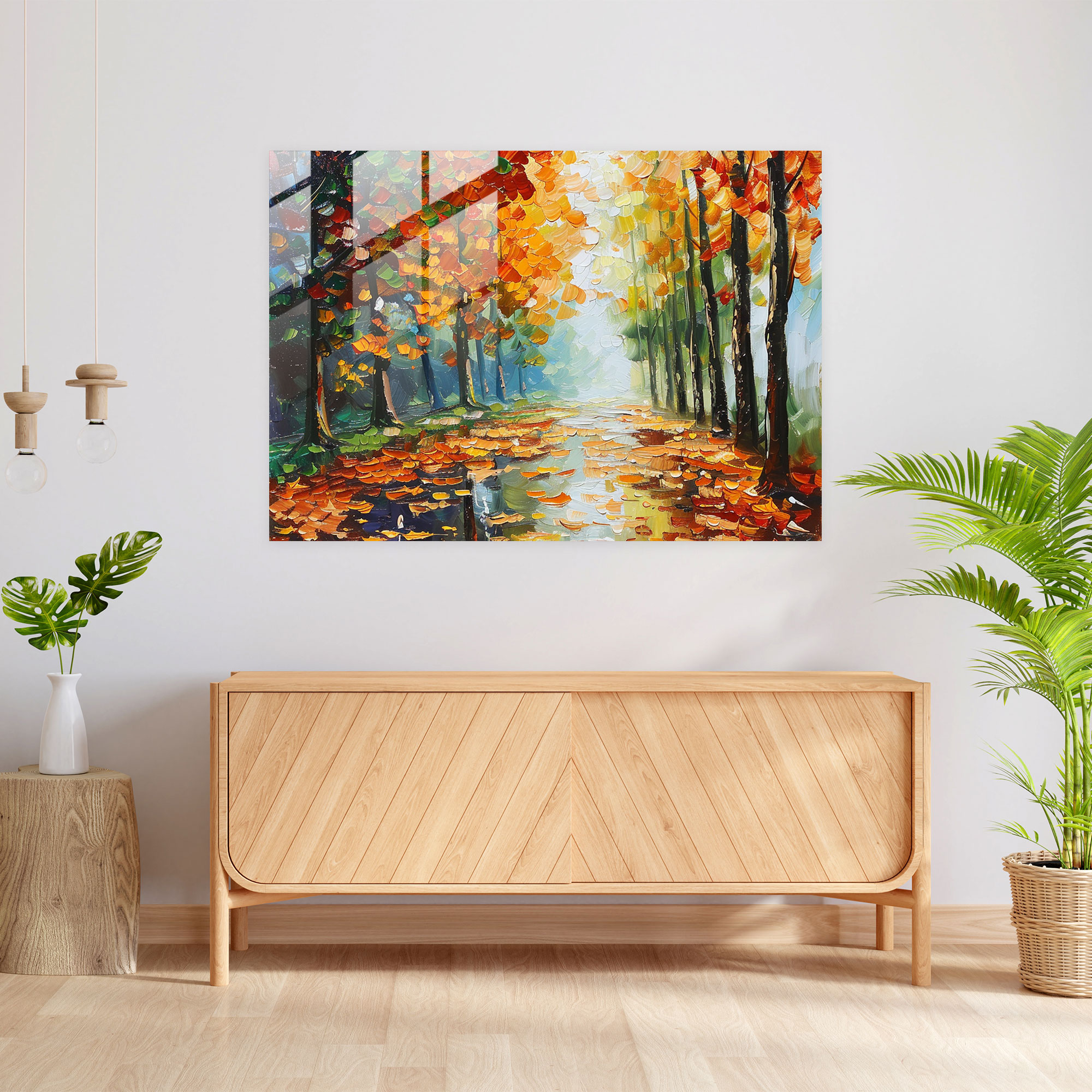 Leonid Afremov Glass Wall Art - Autumn Splendor Home Decoration - Leonid Afremov, Autumn, Glass Art, Home Decoration