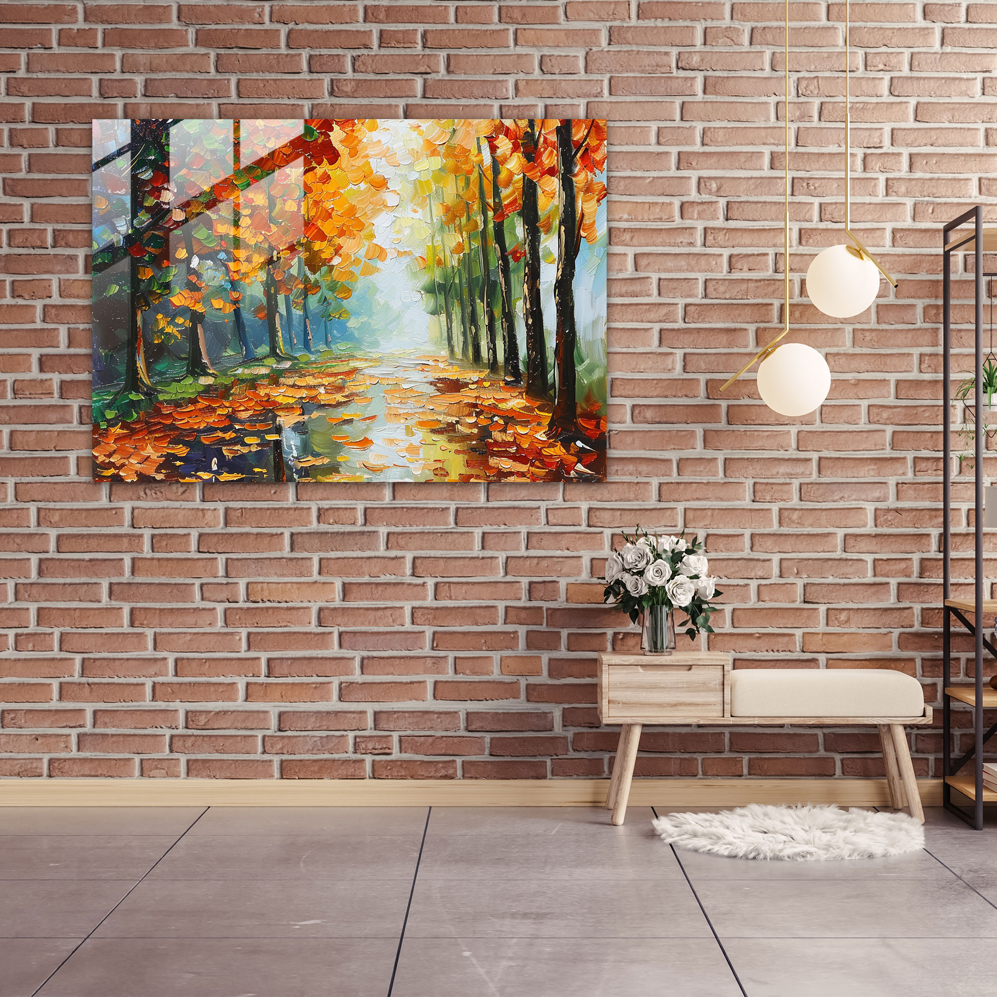 Leonid Afremov Glass Wall Art - Autumn Splendor Home Decoration - Leonid Afremov, Autumn, Glass Art, Home Decoration