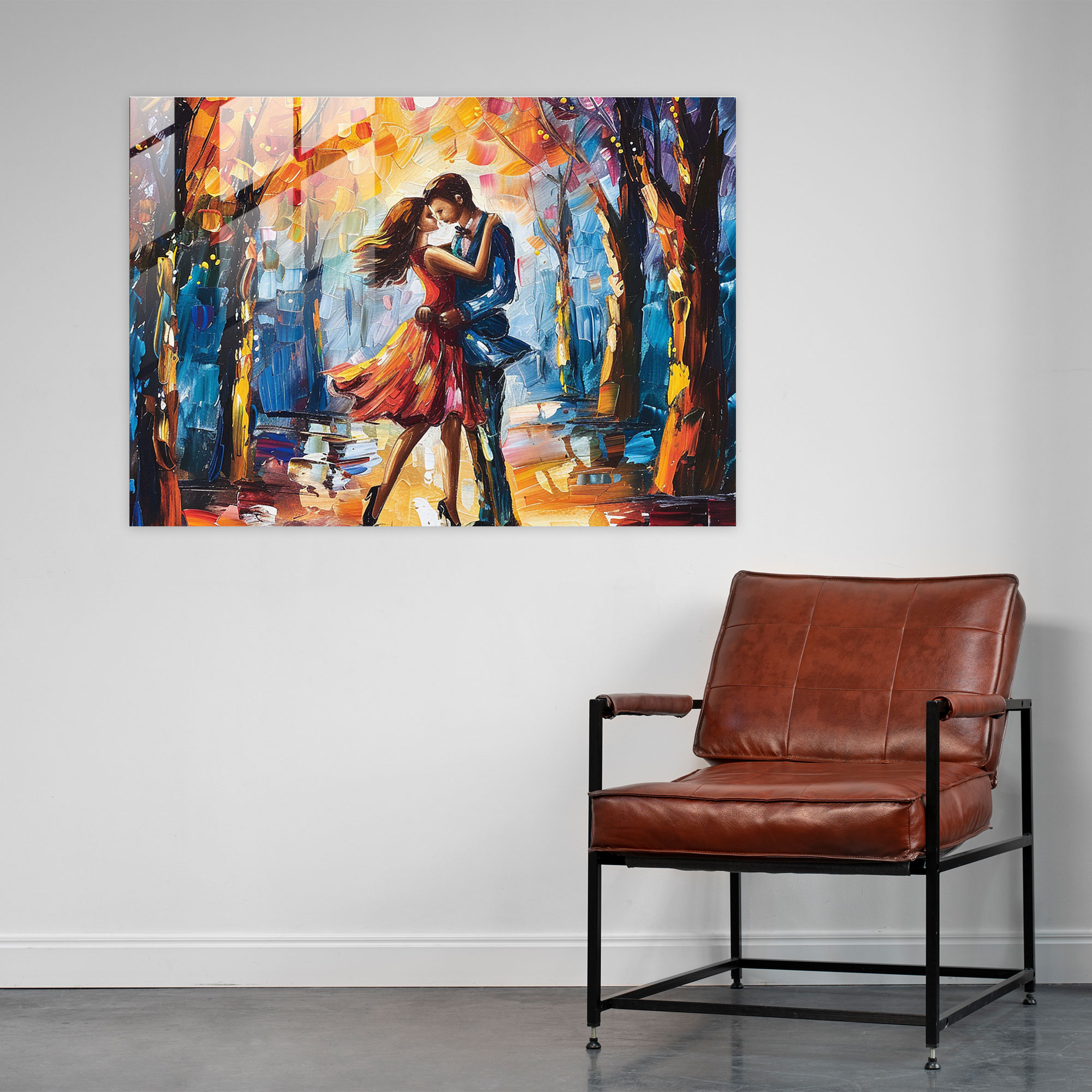 Leonid Afremov Glass Wall Art - Romantic Embrace Home Decoration - Leonid Afremov, Home Decoration, Leonid Afremov, Wall Decoration