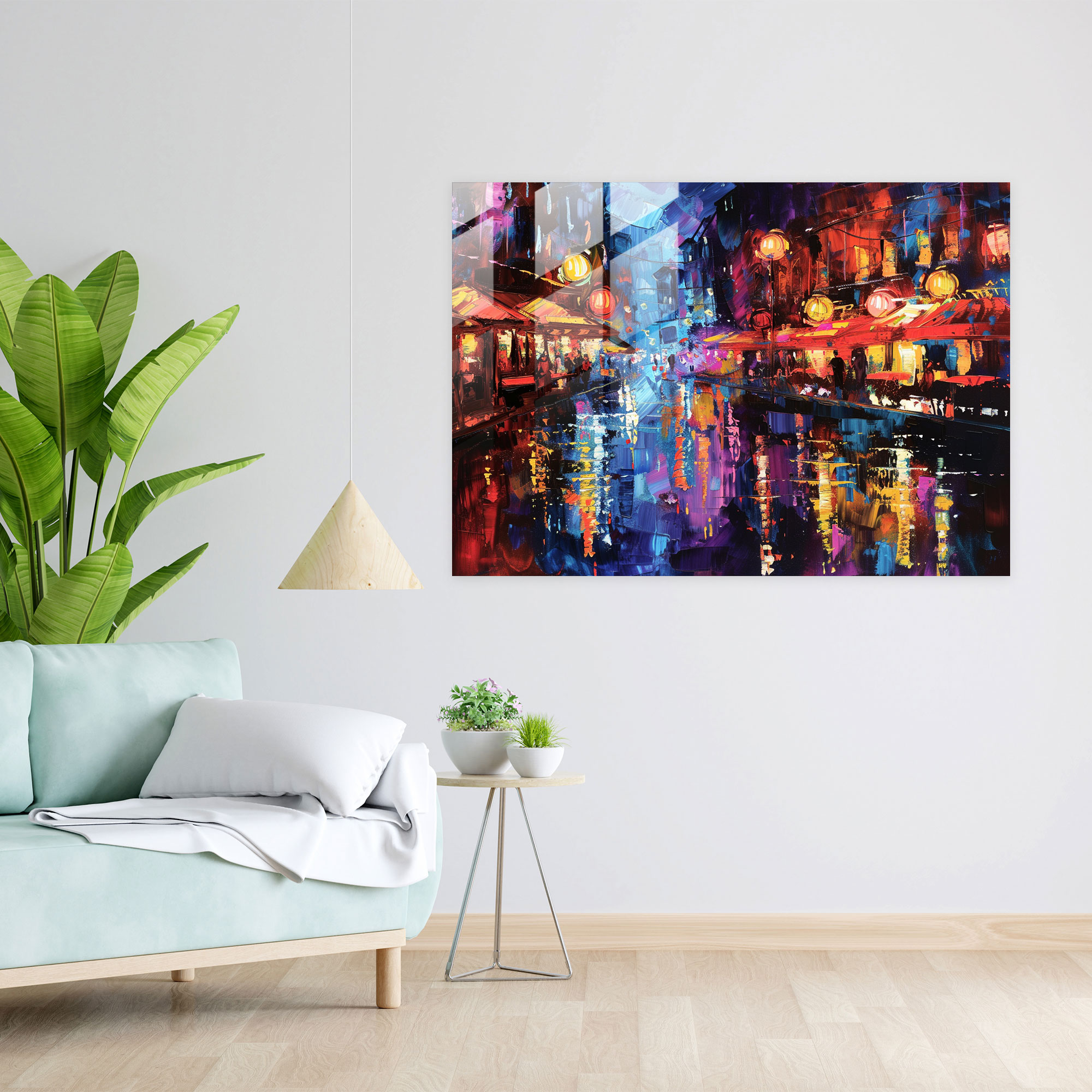 Leonid Afremov Glass Print - Energetic City Nightlife Glass Wall Art - Leonid Afremov, Glass Print, Glass Wall Art, Glass Art