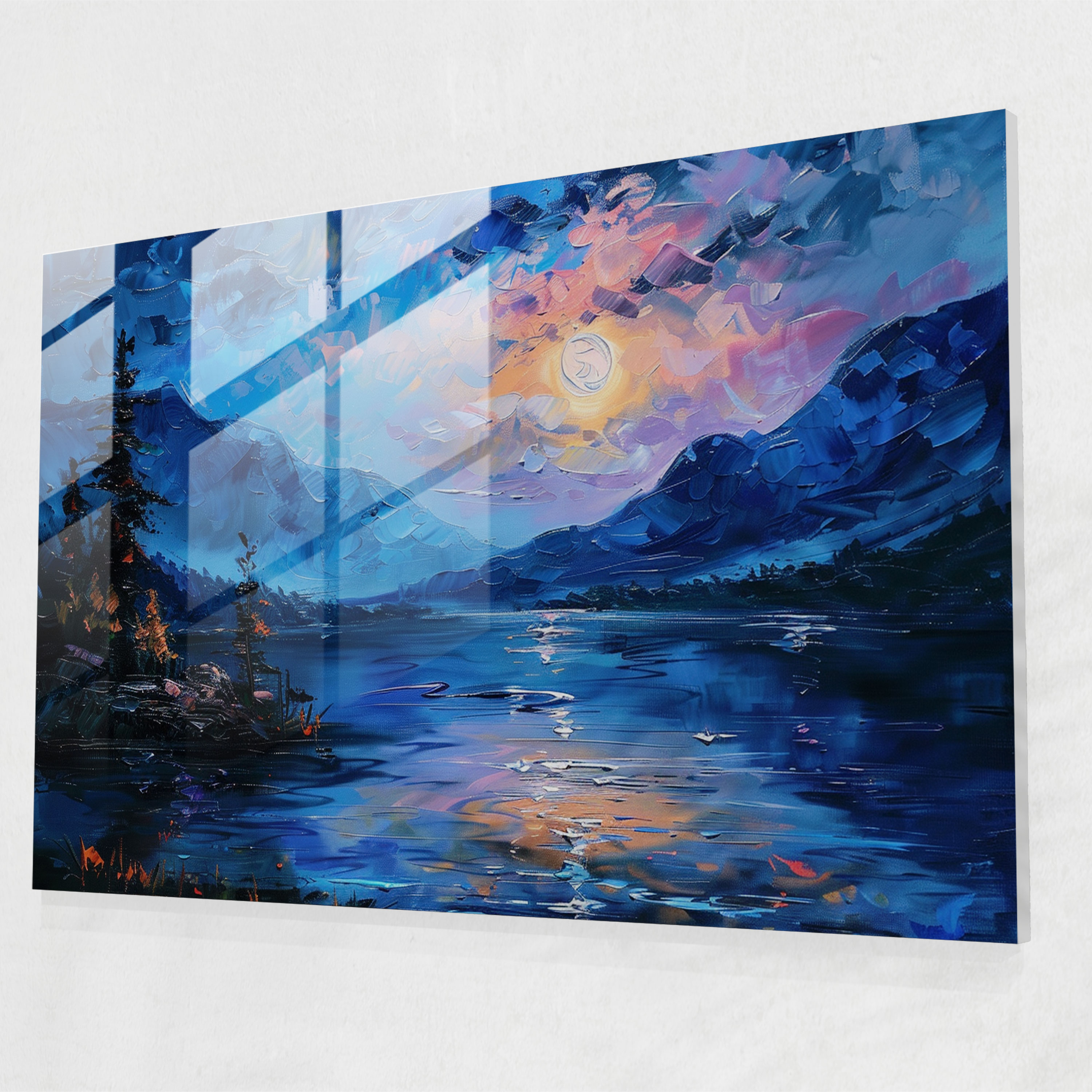 Leonid Afremov Glass Print - Dreamy Moonlit Landscape Glass Wall Art - Leonid Afremov, Home Decoration, Wall Decoration, Glass Wall Art