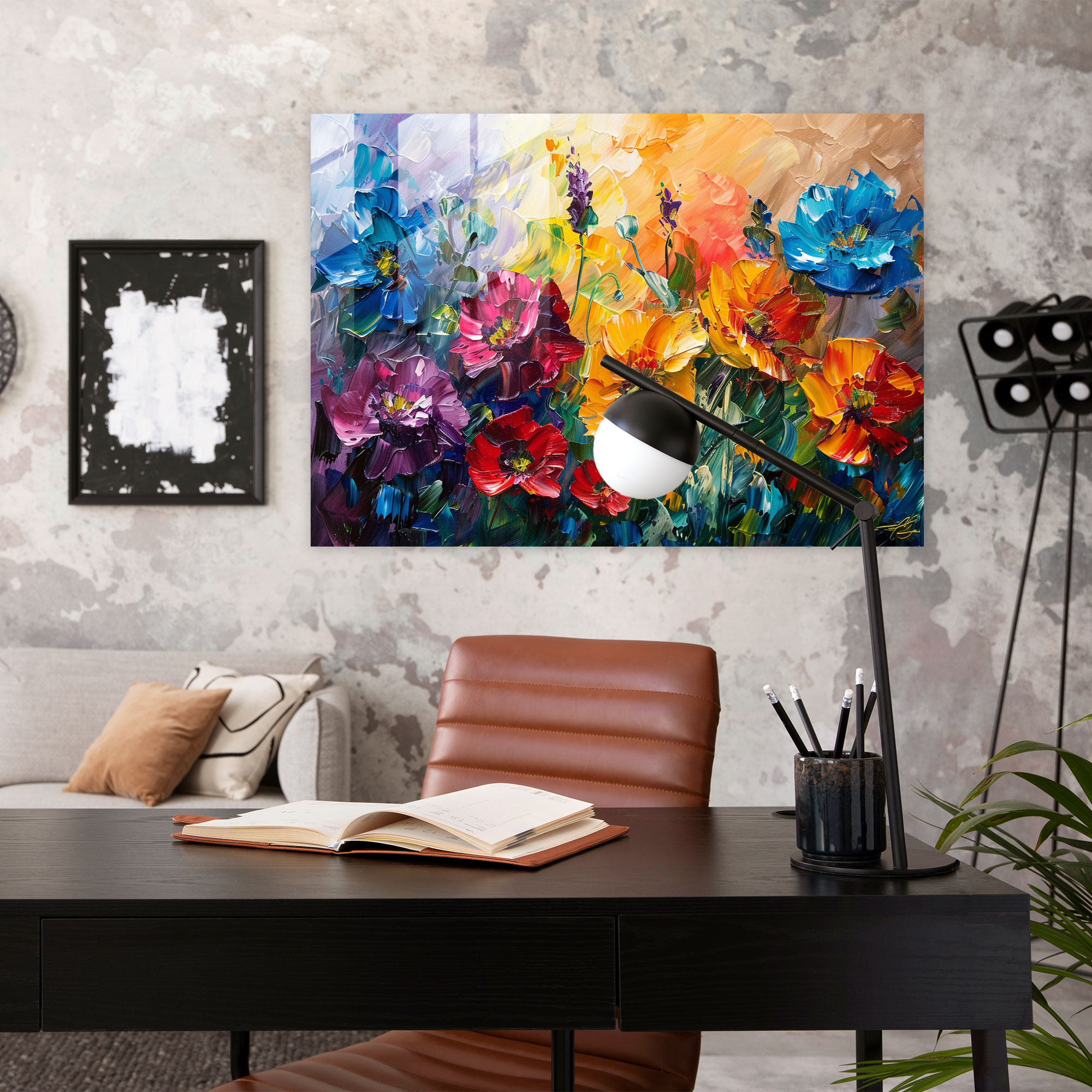 Leonid Afremov Glass Print - Vibrant Flower Garden Glass Wall Art - Leonid Afremov, Wall Decoration, Glass Print, Modern Art