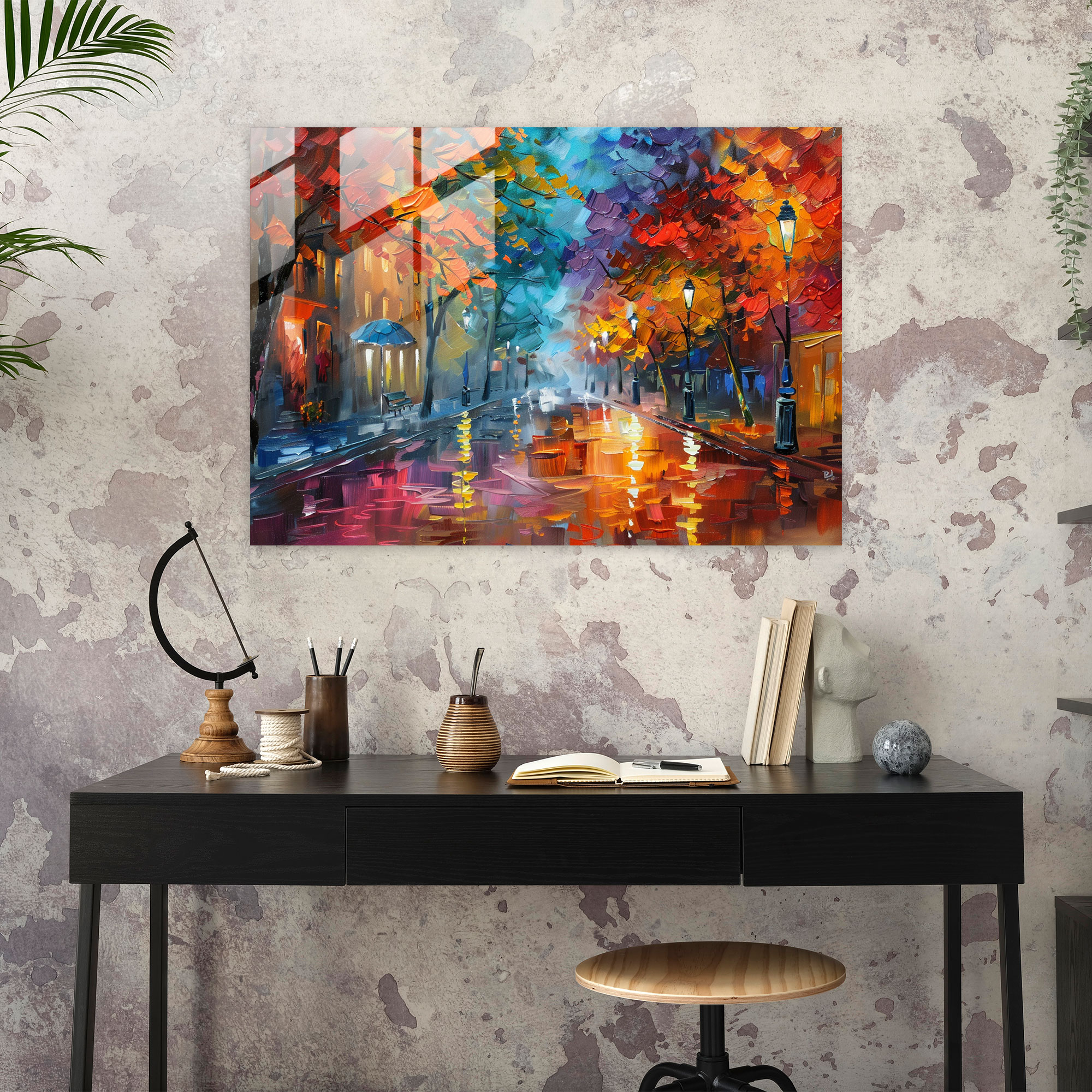 Leonid Afremov Glass Print - Whimsical Street Scene Glass Wall Art - Leonid Afremov, Wall Decoration, Glass Print, Glass Wall Art