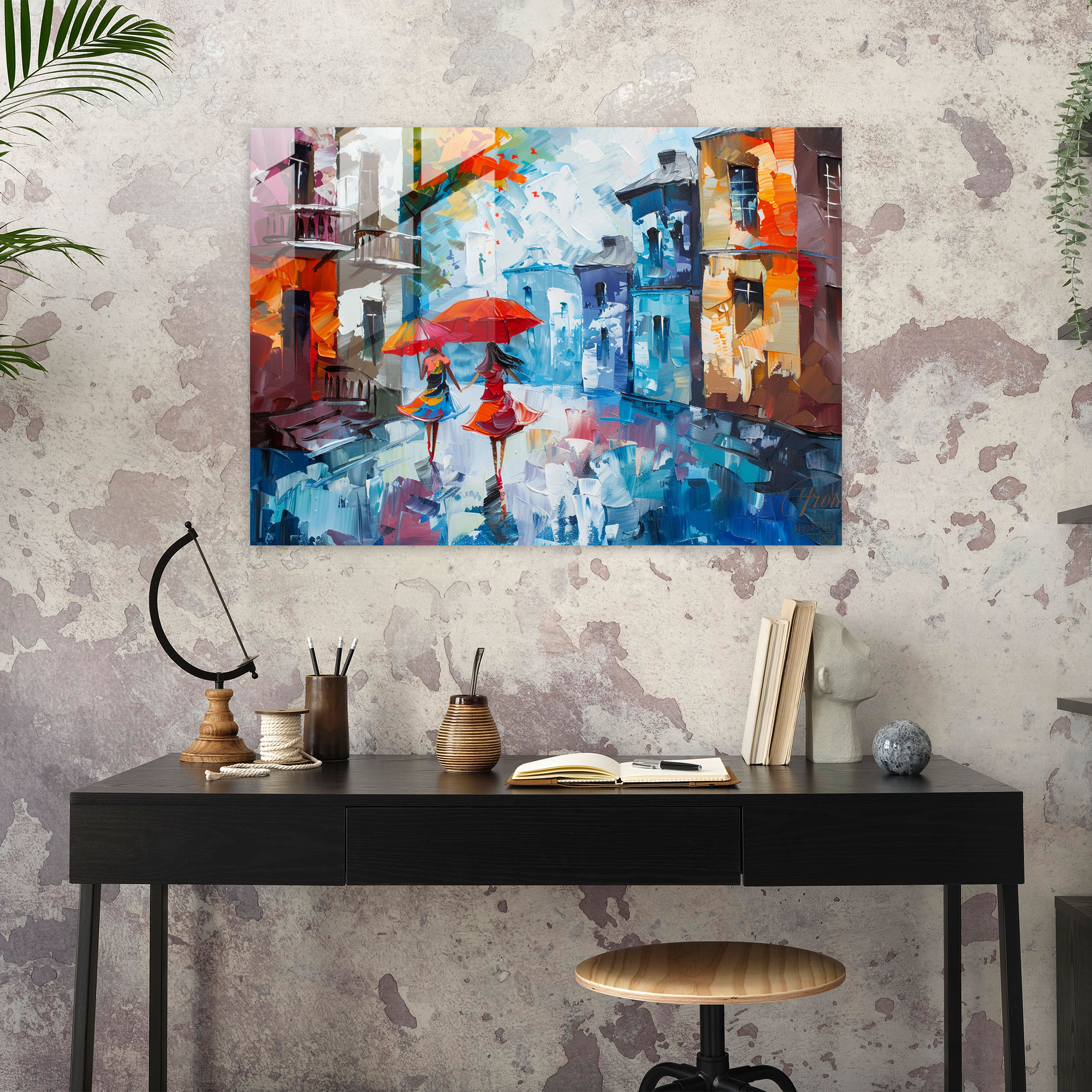 Leonid Afremov Glass Print Street Scene Wall Art - Leonid Afremov, Leonid Afremov, Modern Art, Home Decoration