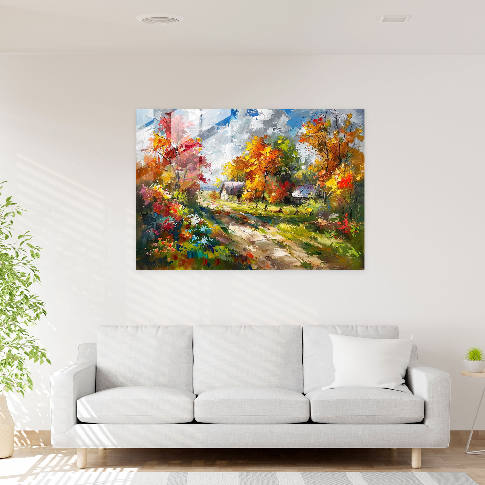 Leonid Afremov Glass Print Countryside Wall Art - Leonid Afremov, Leonid Afremov, Modern Art, Home Decoration
