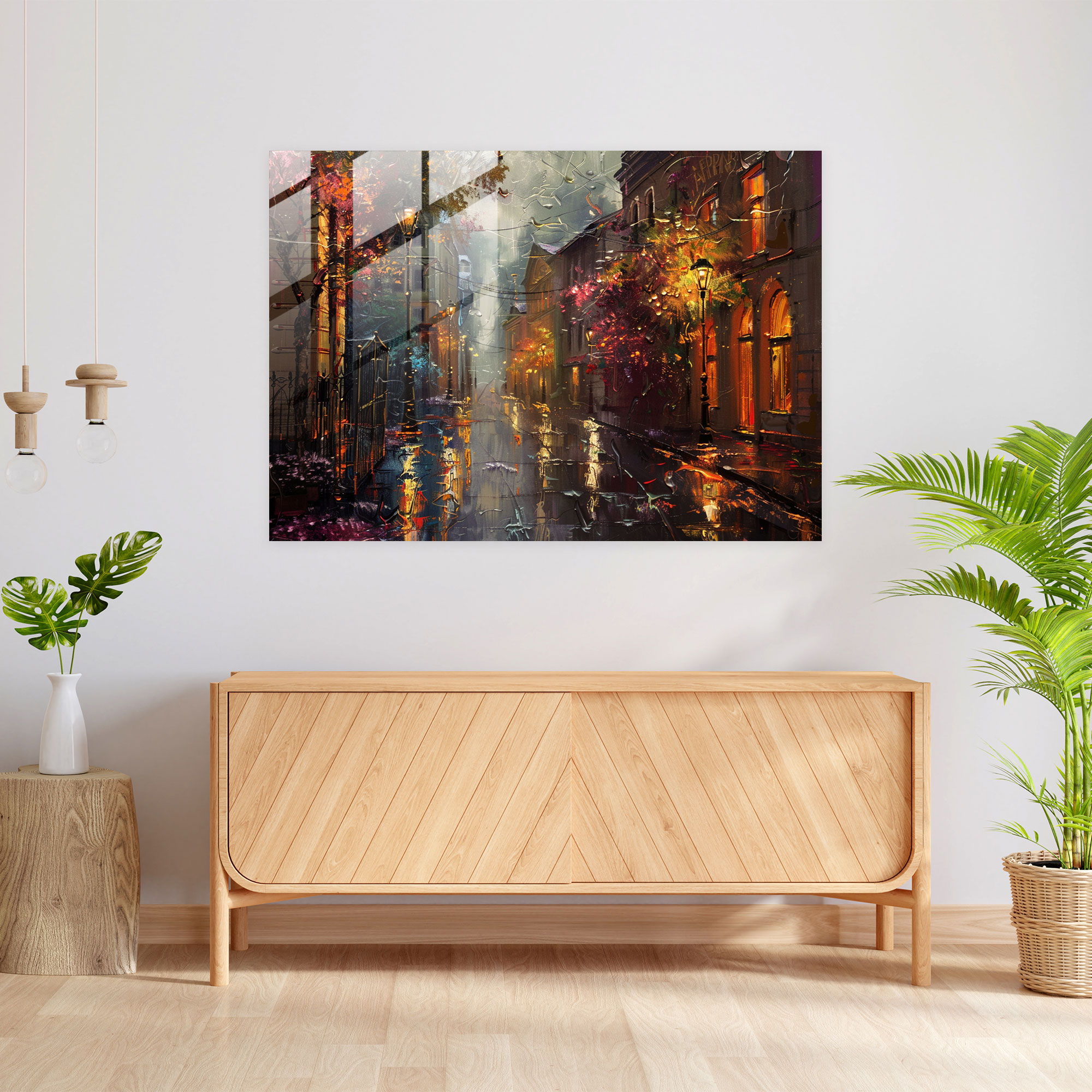 Leonid Afremov Glass Print Rainy Street Wall Art - Leonid Afremov, Leonid Afremov, Home Decoration, Glass Print
