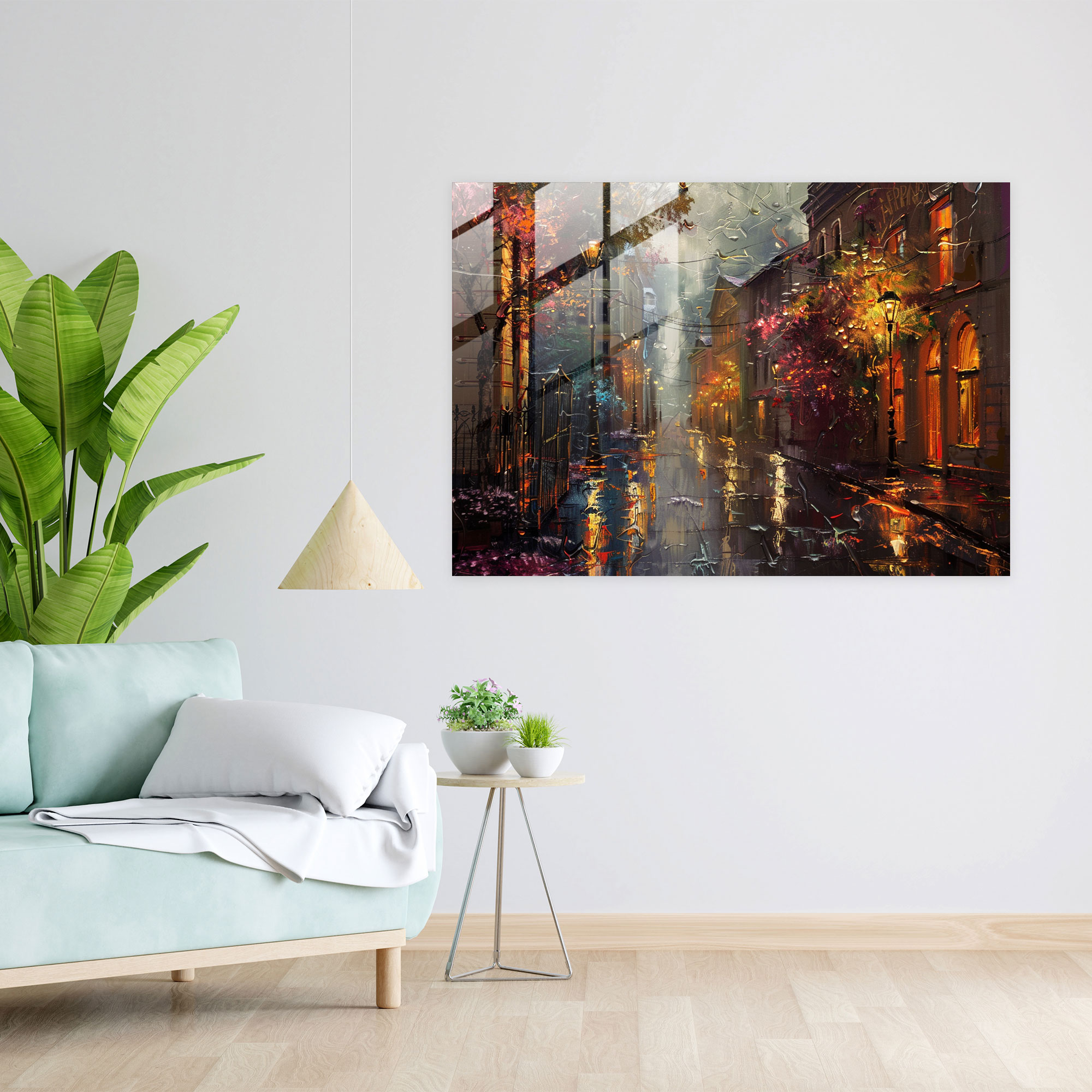Leonid Afremov Glass Print Rainy Street Wall Art - Leonid Afremov, Leonid Afremov, Home Decoration, Glass Print
