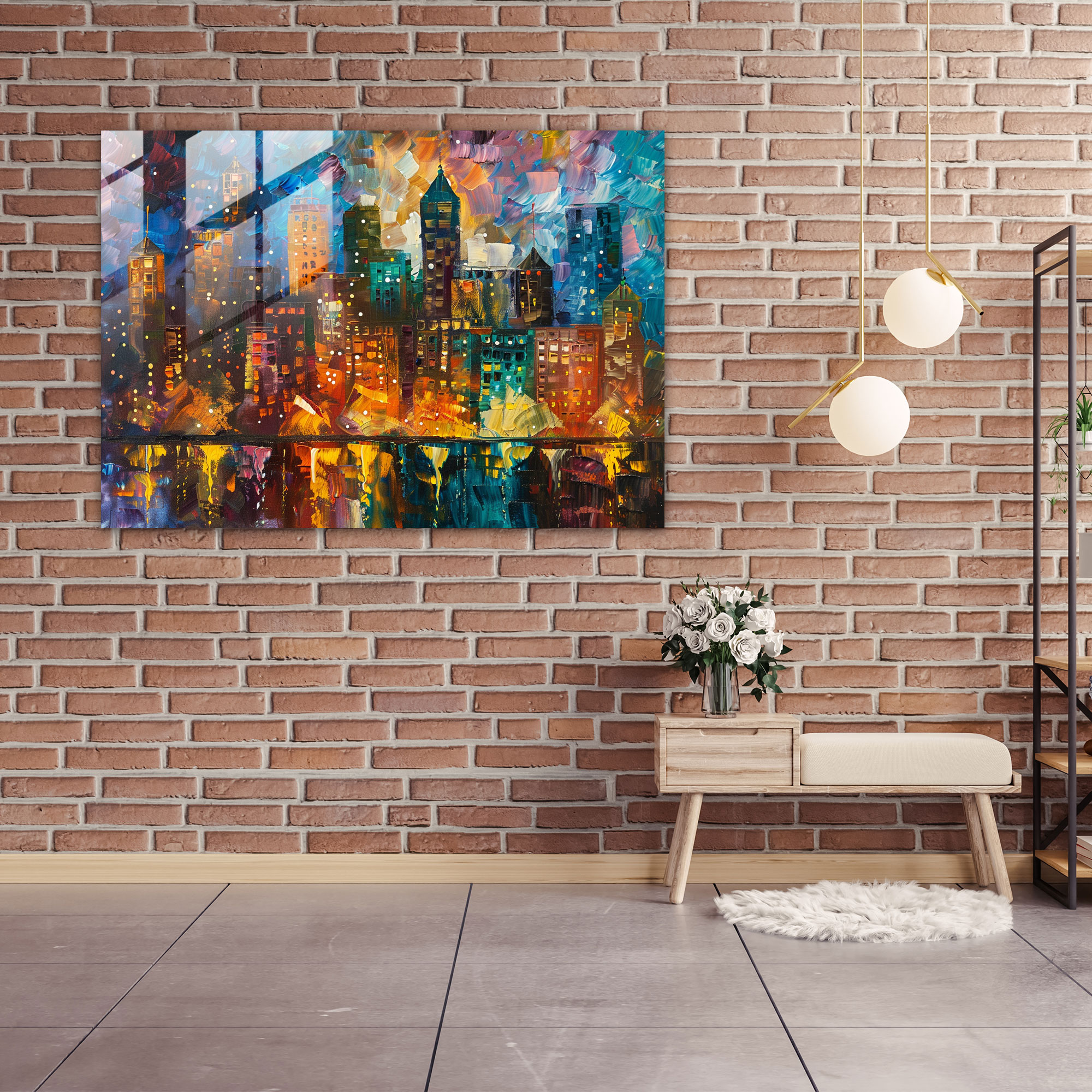 Leonid Afremov Glass Print Cityscape - Leonid Afremov, Glass Print, Leonid Afremov, Modern Art