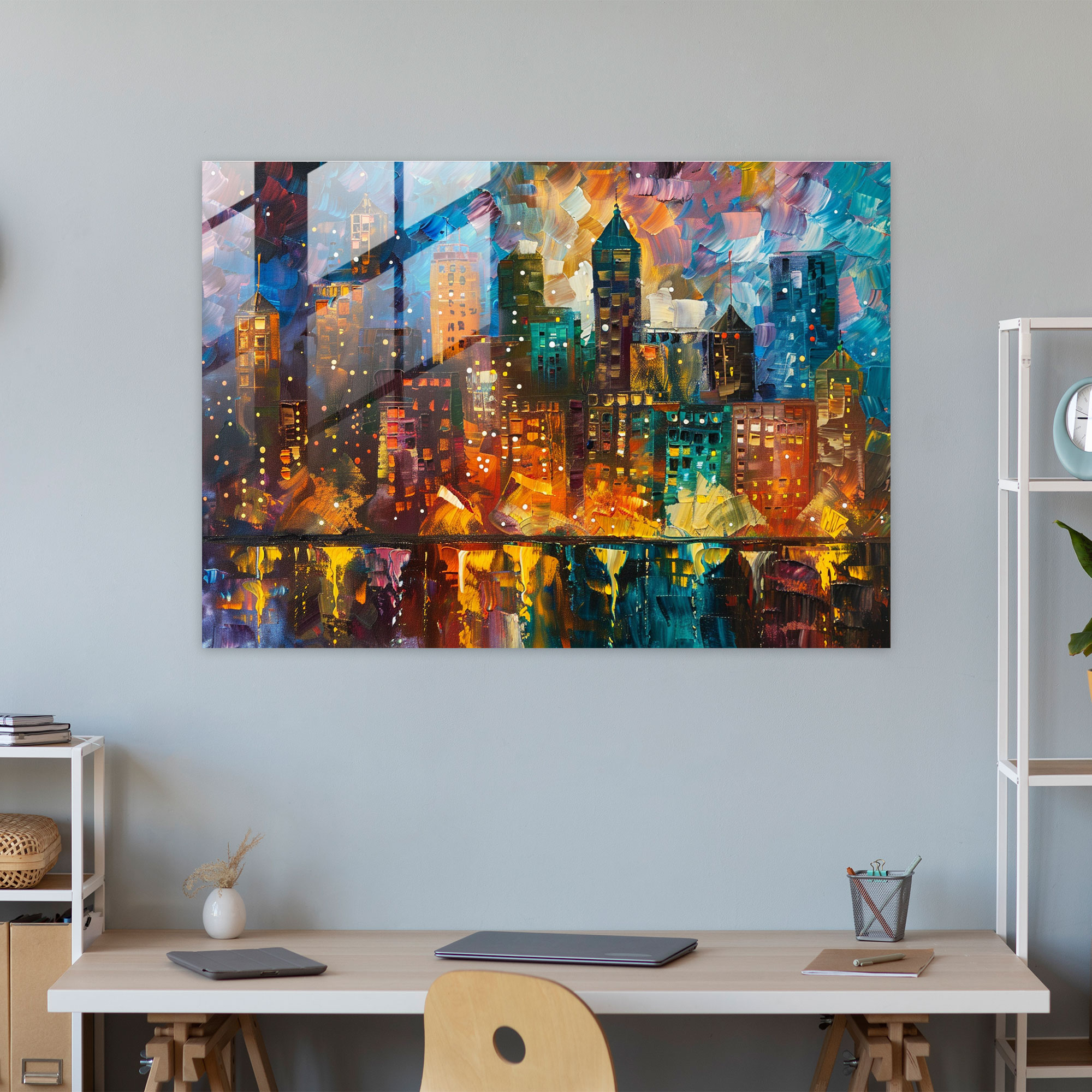 Leonid Afremov Glass Print Cityscape - Leonid Afremov, Glass Print, Leonid Afremov, Modern Art
