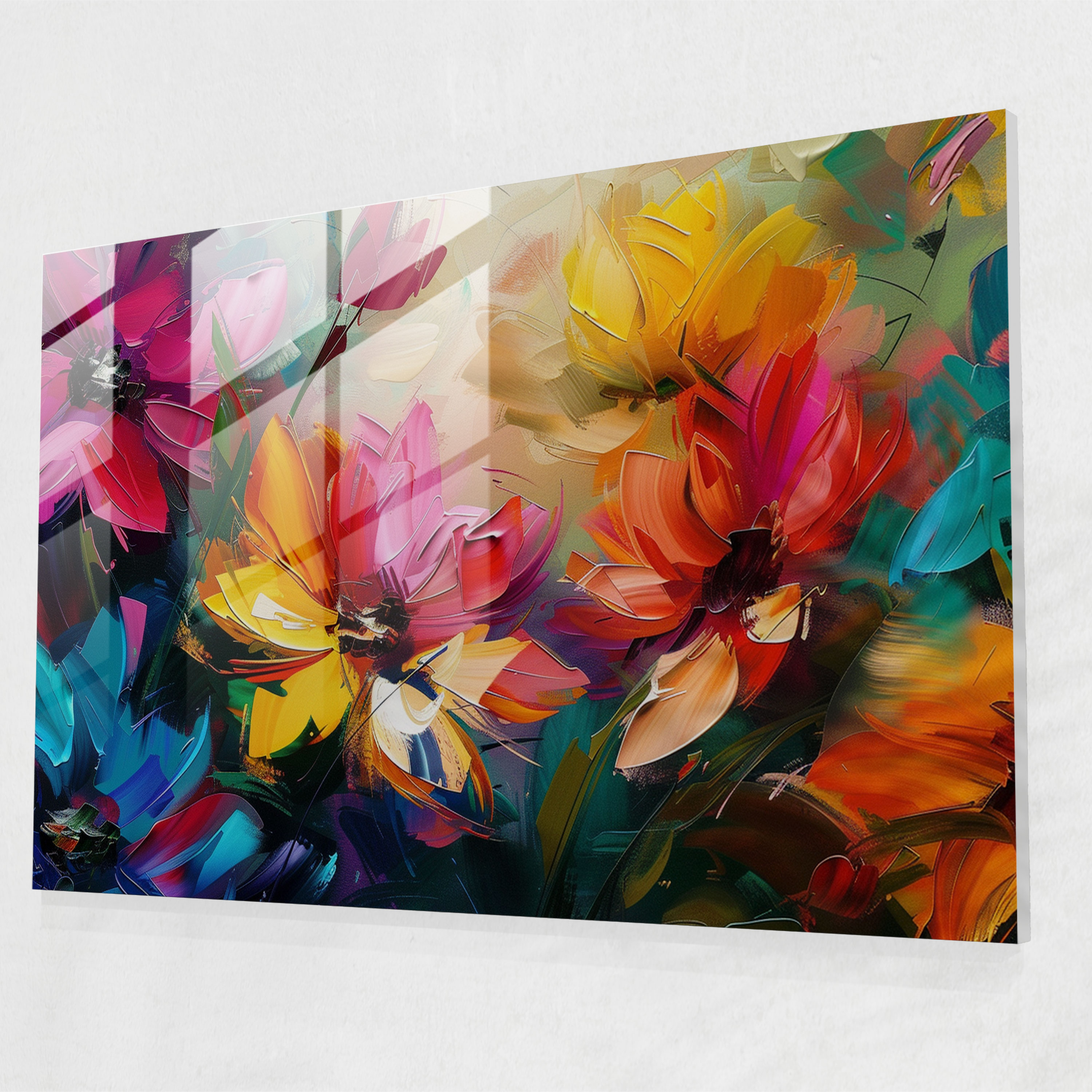 Leonid Afremov Glass Art Abstract Flowers - Leonid Afremov, Home Decoration, Leonid Afremov, Glass Art
