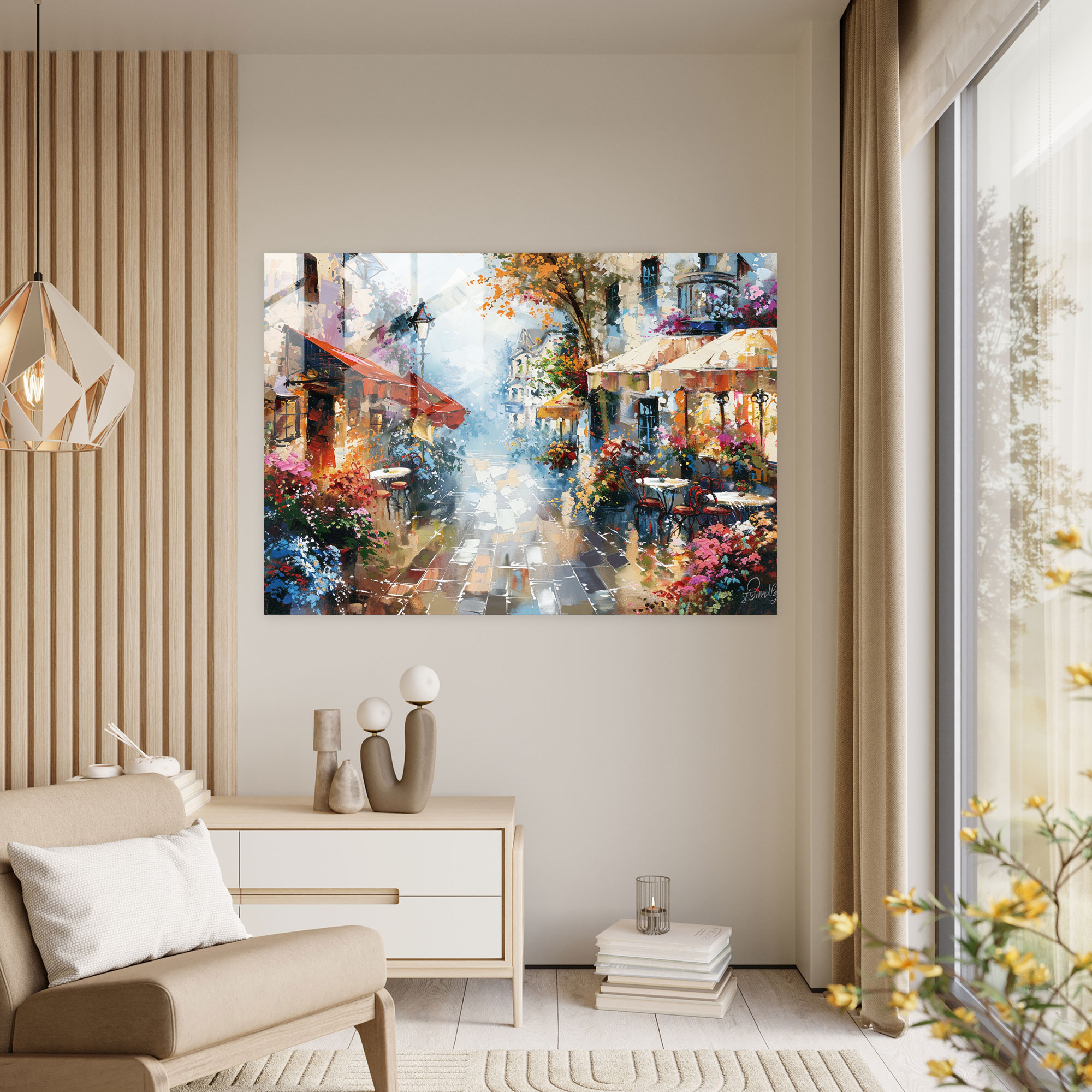 Leonid Afremov Glass Wall Art Street Scene - Leonid Afremov, Modern Art, Wall Decoration, Leonid Afremov