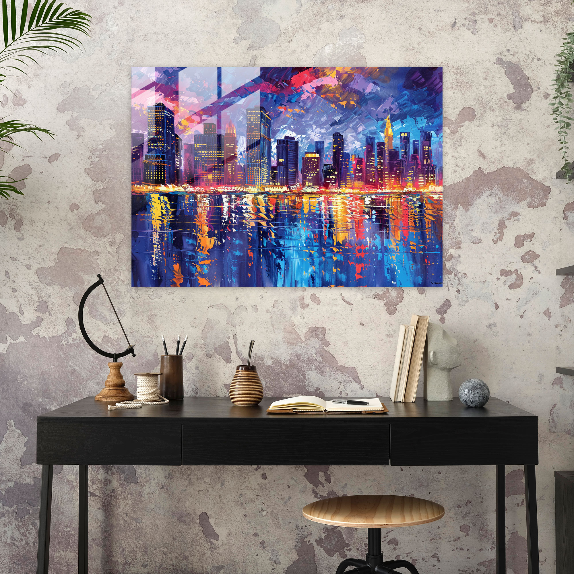 Leonid Afremov Glass Print City Skyline - Leonid Afremov, Glass Print, Home Decoration, Modern Art