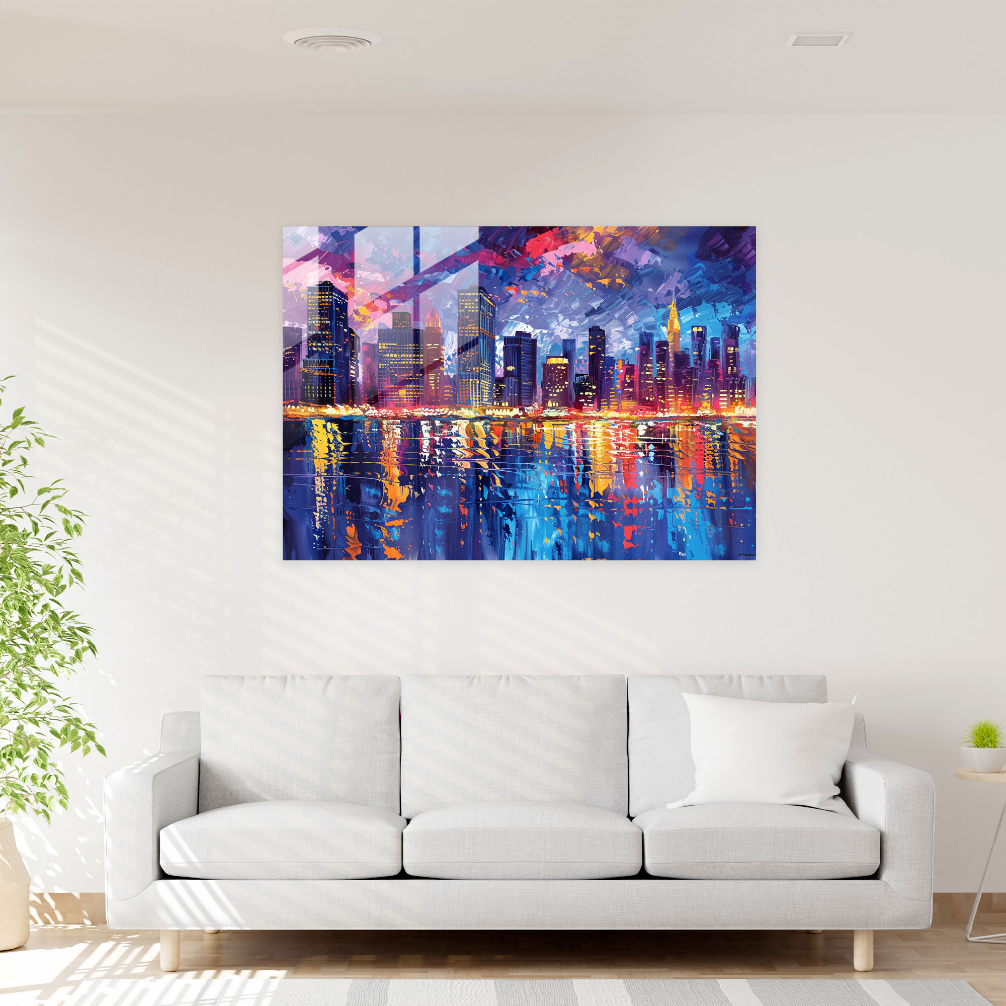 Leonid Afremov Glass Print City Skyline - Leonid Afremov, Glass Print, Home Decoration, Modern Art