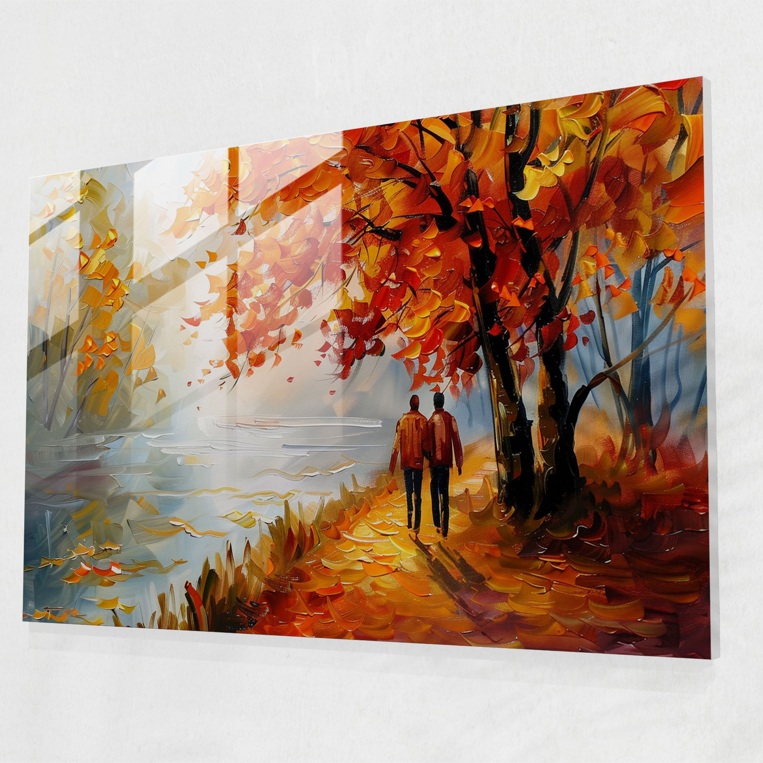 Leonid Afremov Glass Wall Art Autumn Scene - Leonid Afremov, Home Decoration, Modern Art, Wall Decoration
