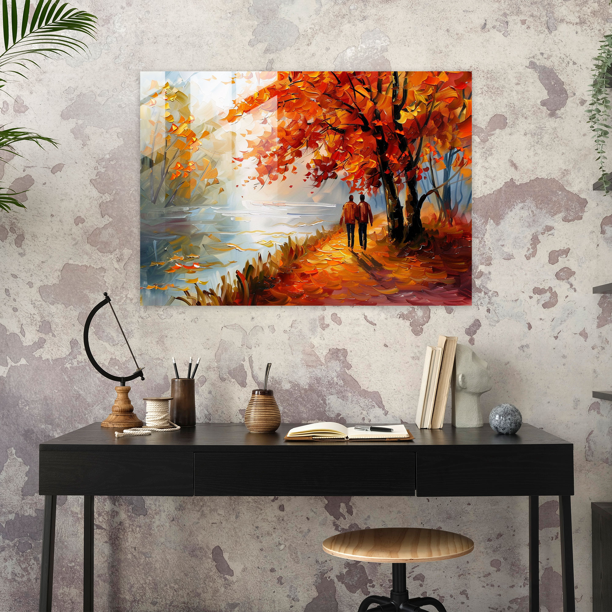 Leonid Afremov Glass Wall Art Autumn Scene - Leonid Afremov, Home Decoration, Modern Art, Wall Decoration