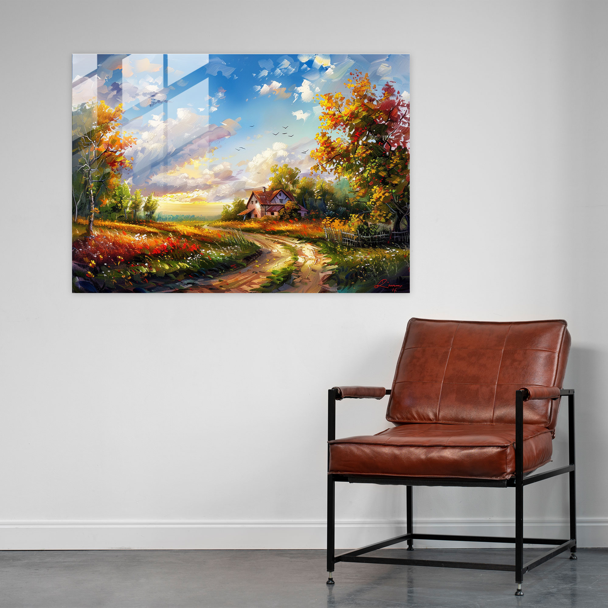 Leonid Afremov Glass Wall Art Countryside Scene - Leonid Afremov, Wall Decoration, Modern Art, Glass Wall Art