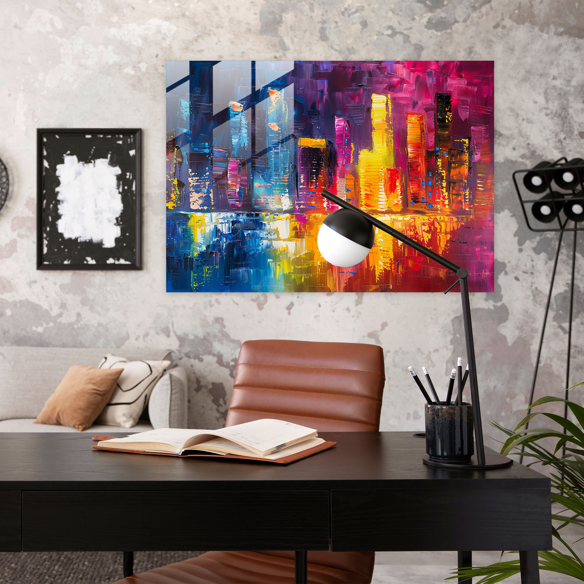 Leonid Afremov Glass Wall Art: Cityscape At Night Glass Print - Leonid Afremov, Modern Art, Wall Decoration, Leonid Afremov