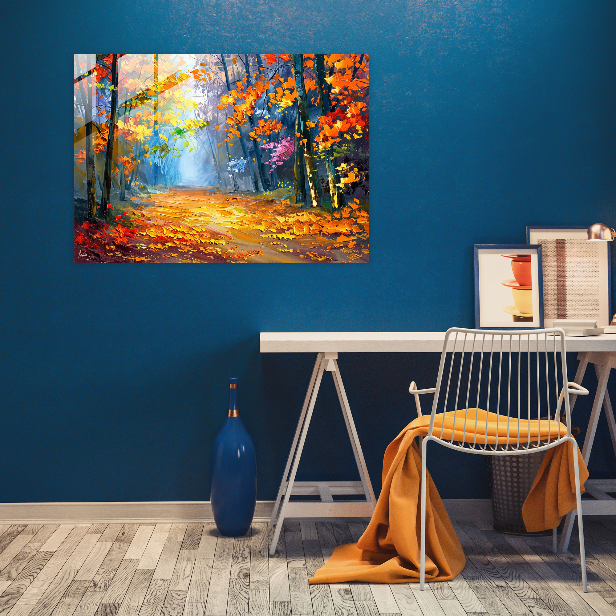 Leonid Afremov Glass Wall Art: Autumn Forest Glass Print - Leonid Afremov, Home Decoration, Leonid Afremov, Glass Art