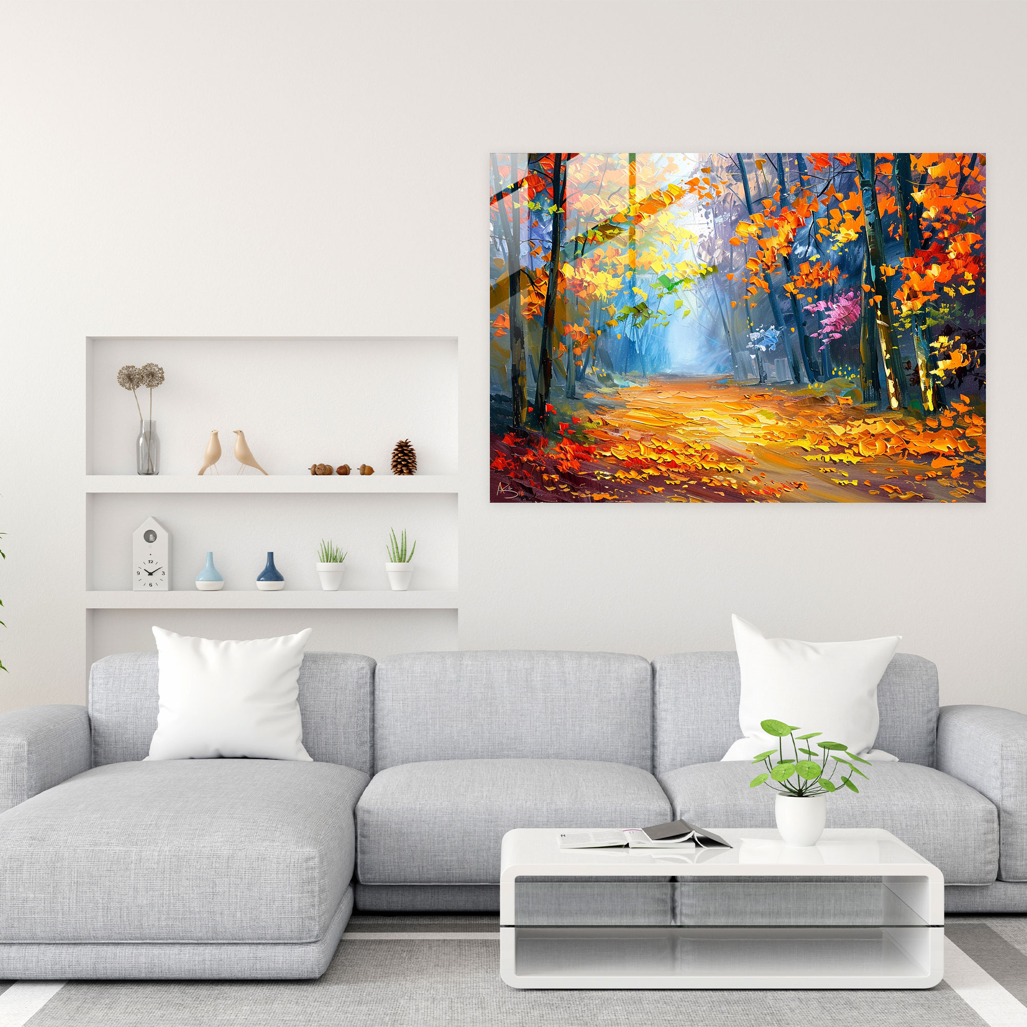 Leonid Afremov Glass Wall Art: Autumn Forest Glass Print - Leonid Afremov, Home Decoration, Leonid Afremov, Glass Art