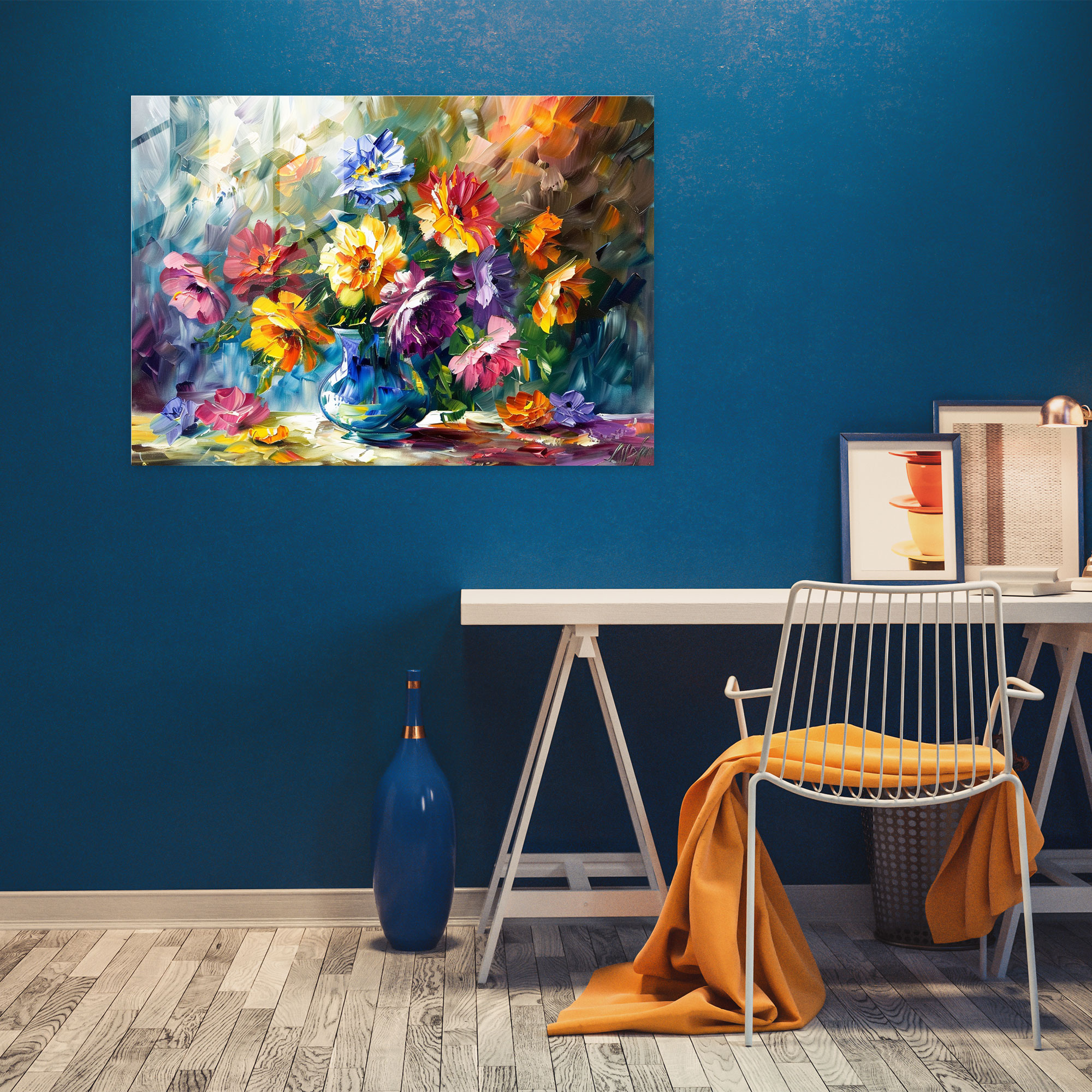 Leonid Afremov Glass Wall Art: Dreamy Flowers Glass Print - Leonid Afremov, Home Decoration, Glass Art, Wall Decoration
