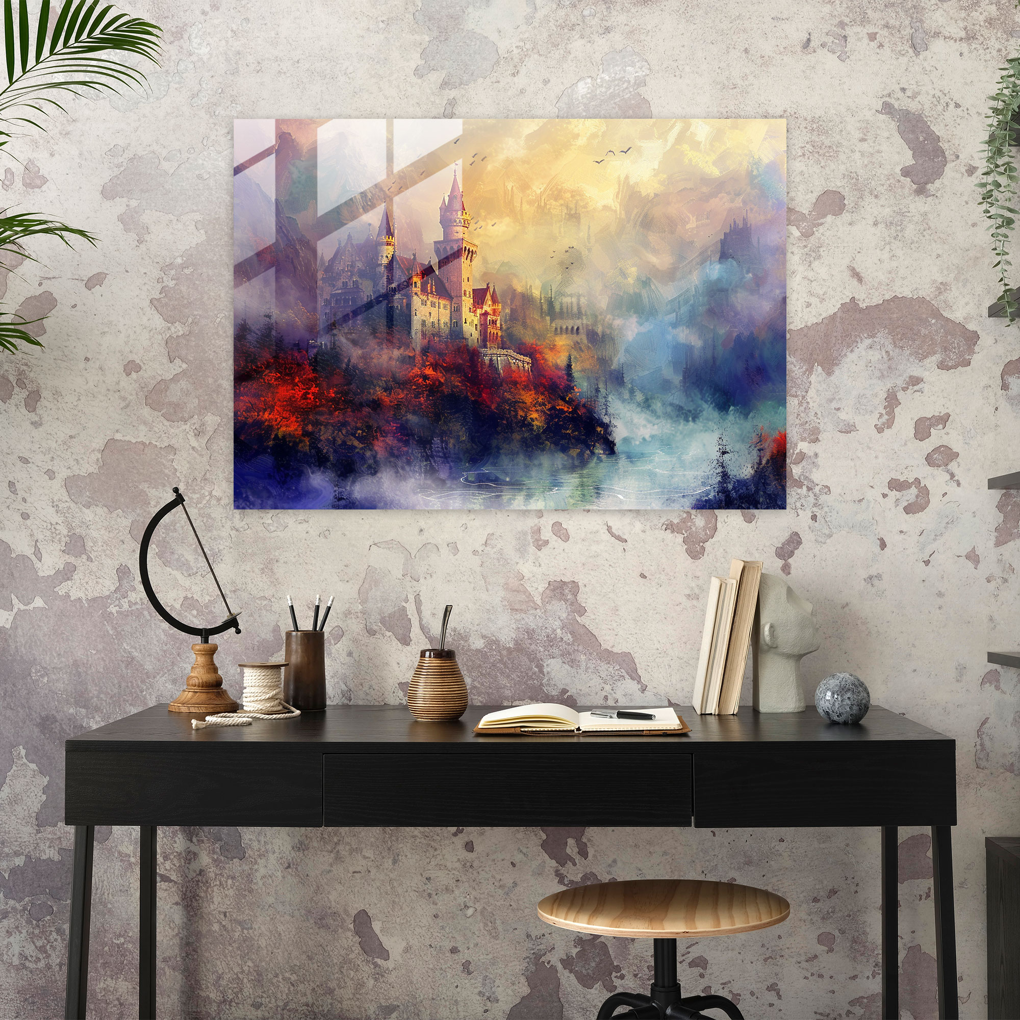 Leonid Afremov Glass Wall Art: Fairytale Castle Glass Print - Leonid Afremov, Glass Wall Art, Modern Art, Glass Art