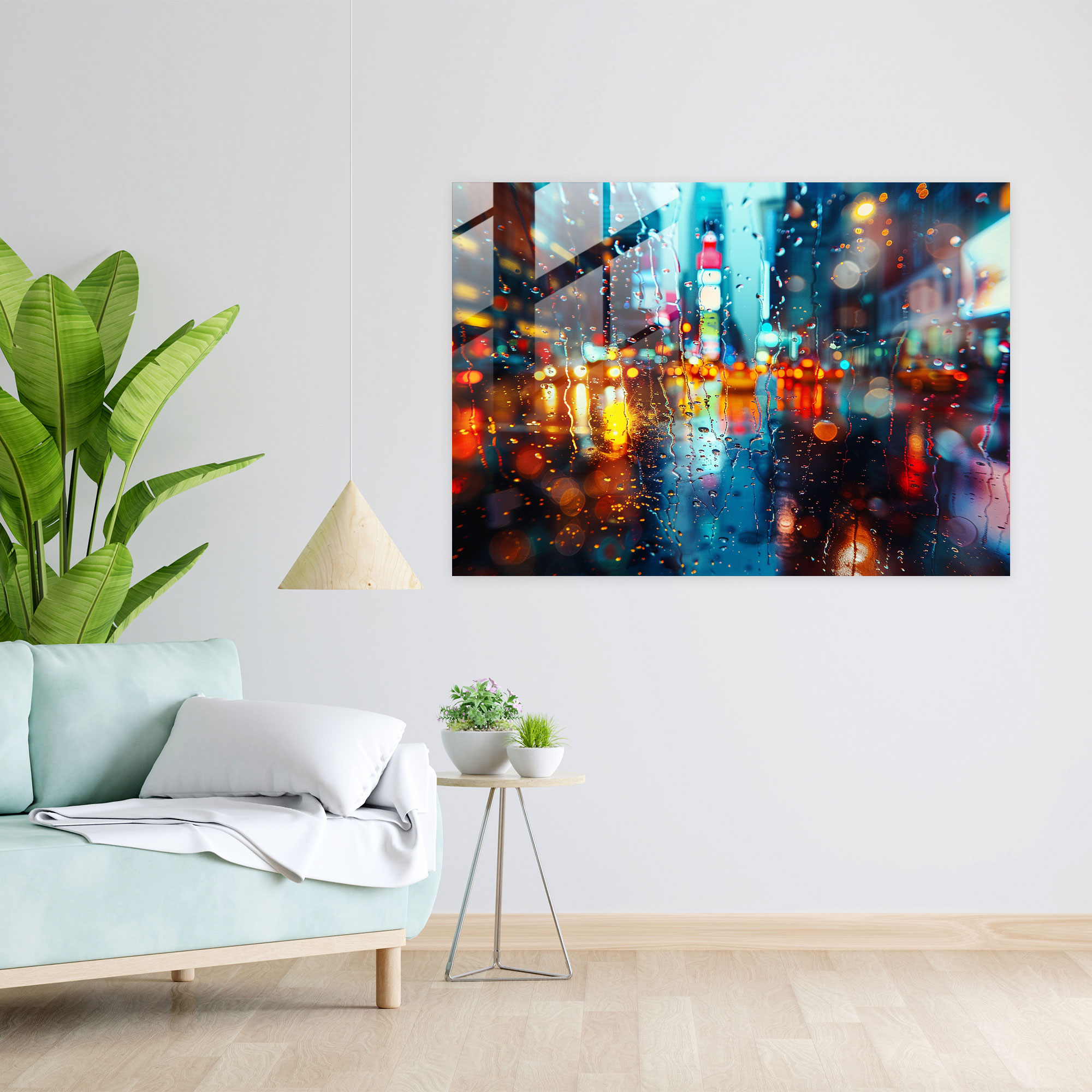 Leonid Afremov Glass Print - Cityscape Reflections - Leonid Afremov, Home Decoration, Cityscape, Reflections