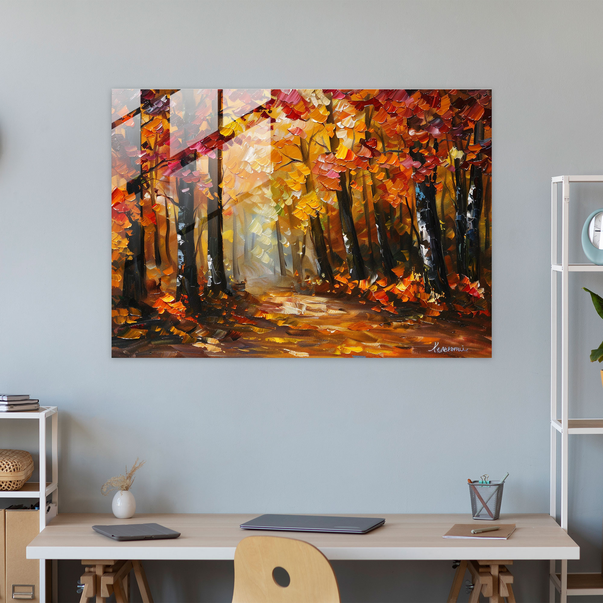Leonid Afremov Glass Wall Art - Autumn Forest - Leonid Afremov, Wall Decoration, Glass Art, Glass Print