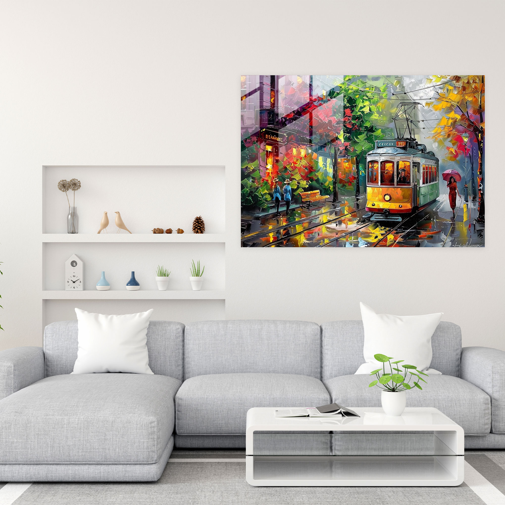 Leonid Afremov Glass Art - Whimsical Street Scene - Leonid Afremov, Whimsical Street Scene, Glass Art, Vibrant Colors
