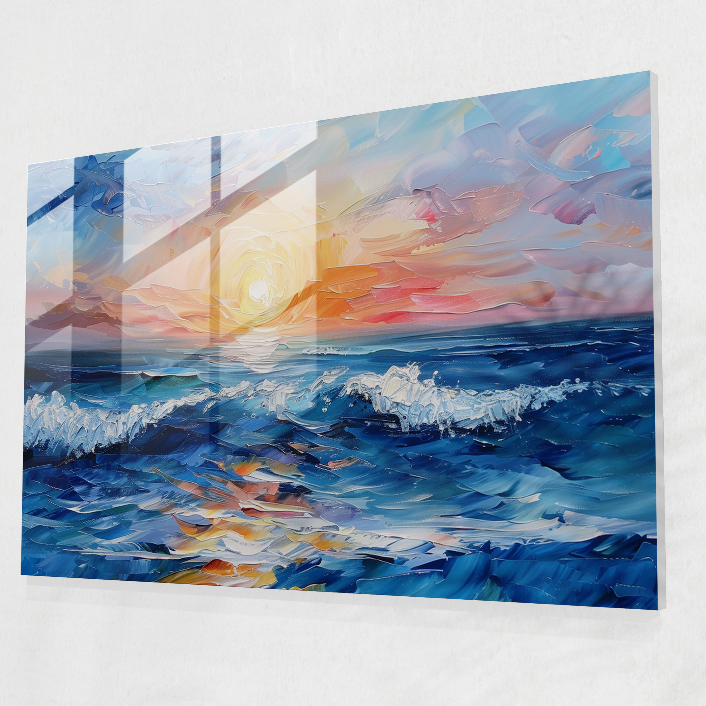 Leonid Afremov Modern Art - Tranquil Seascape - Leonid Afremov, Glass Wall Art, Peace And Serenity, Tranquil Seascape