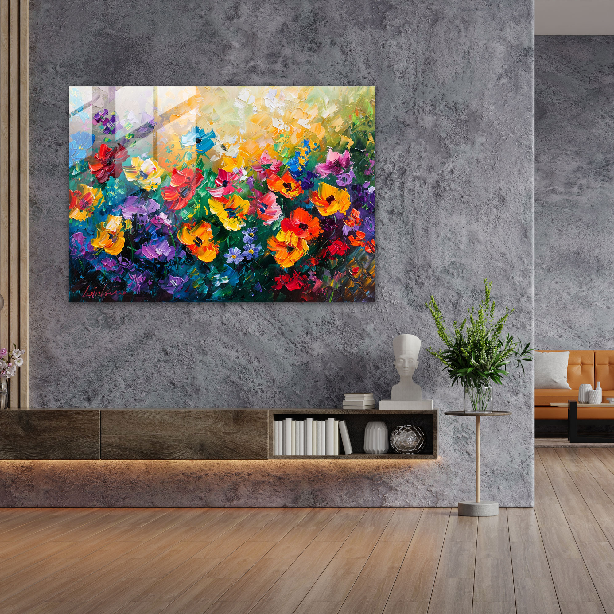 Leonid Afremov Glass Print - Floral Garden - Leonid Afremov, Leonid Afremov, Glass Wall Art, Floral Garden
