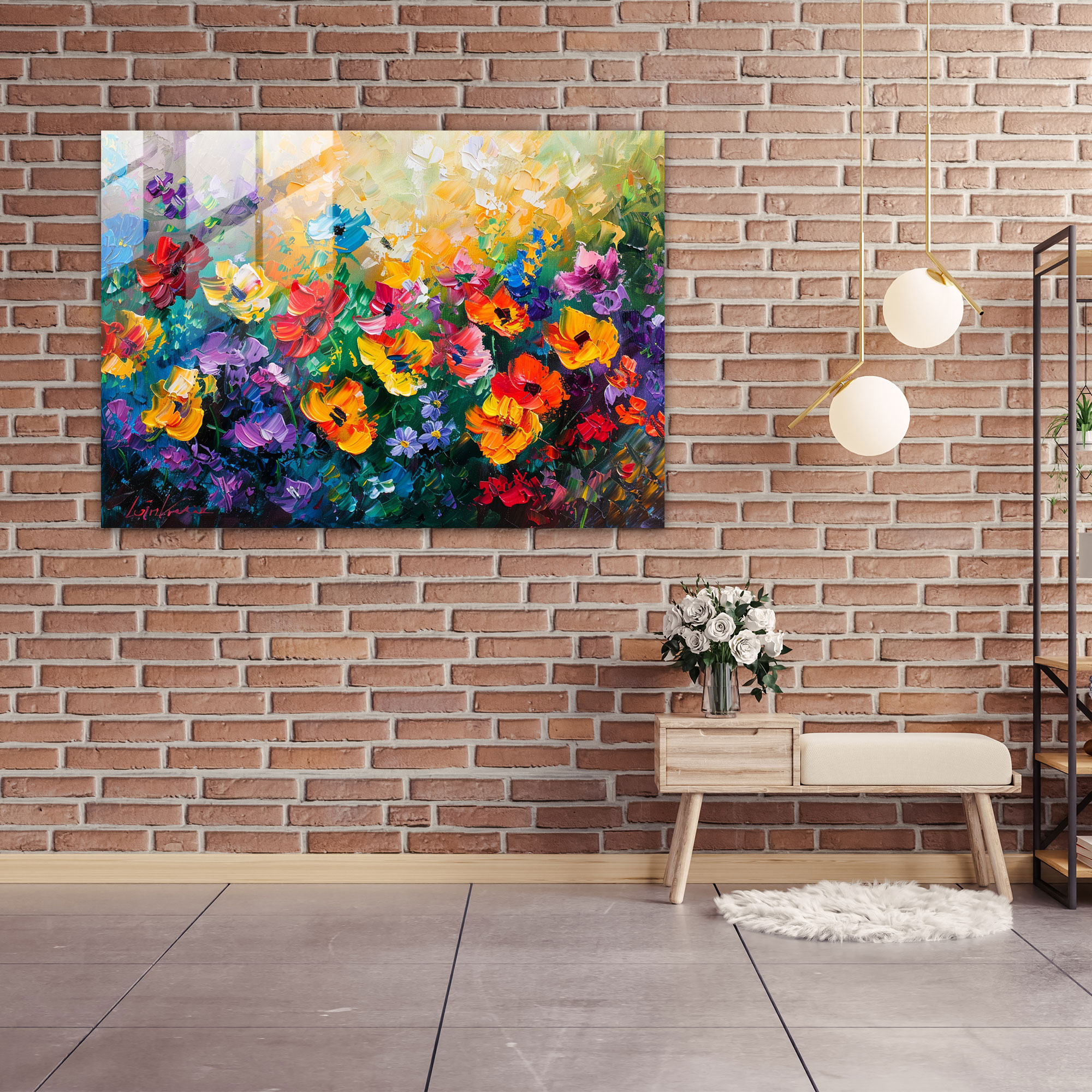 Leonid Afremov Glass Print - Floral Garden - Leonid Afremov, Leonid Afremov, Glass Wall Art, Floral Garden