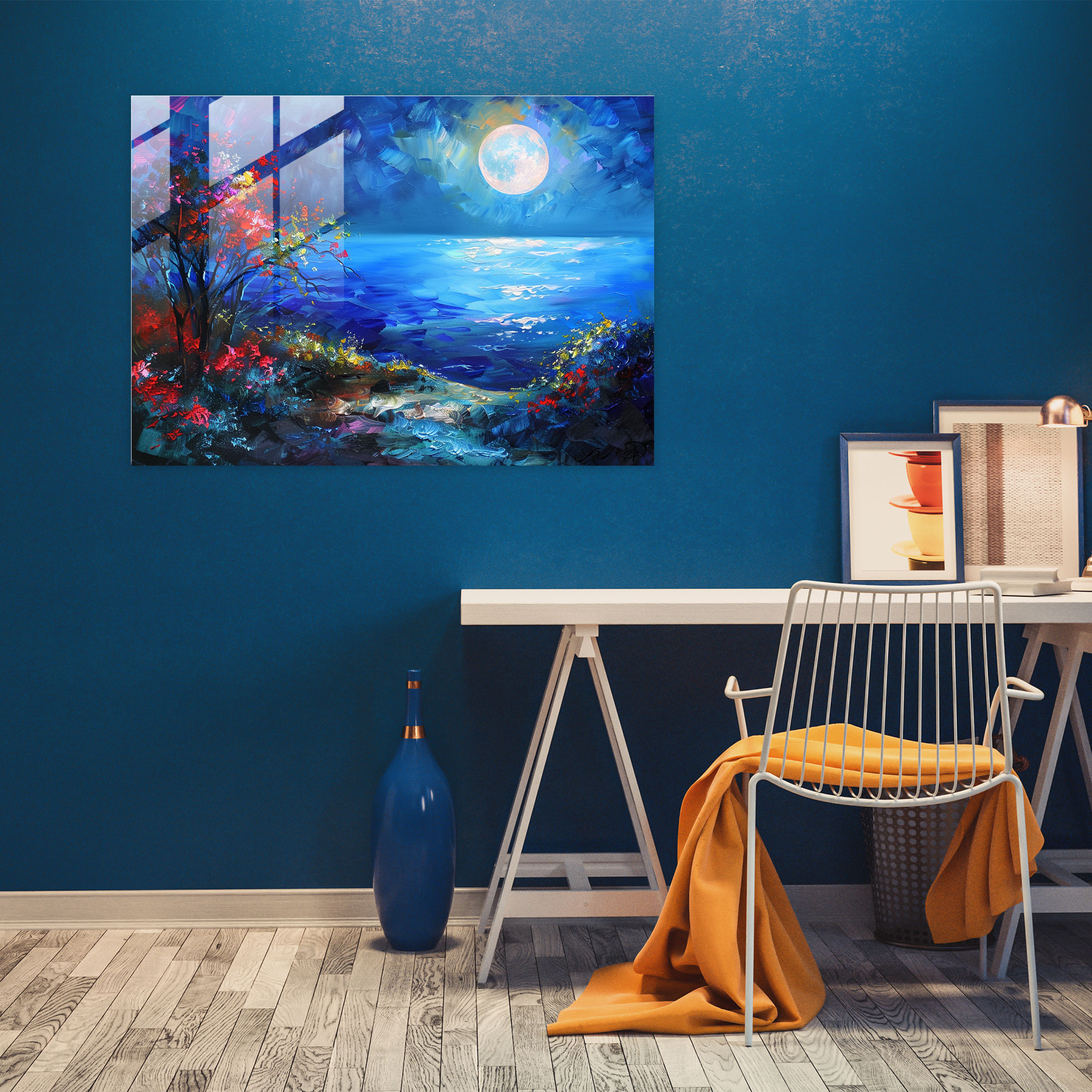 Leonid Afremov Glass Art - Moonlit Landscape - Leonid Afremov, Home Decoration, Vibrant Colors, Leonid Afremov