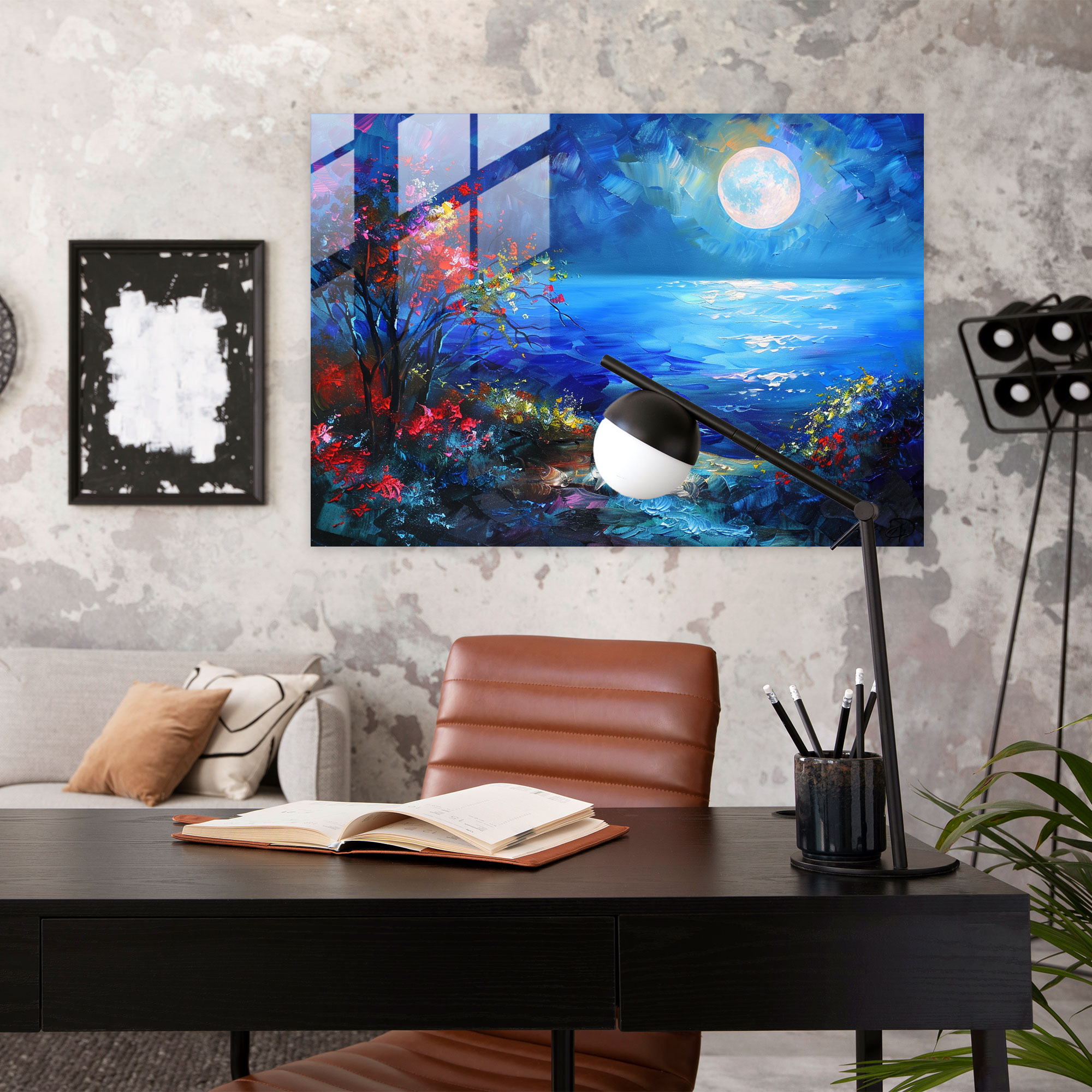 Leonid Afremov Glass Art - Moonlit Landscape - Leonid Afremov, Home Decoration, Vibrant Colors, Leonid Afremov