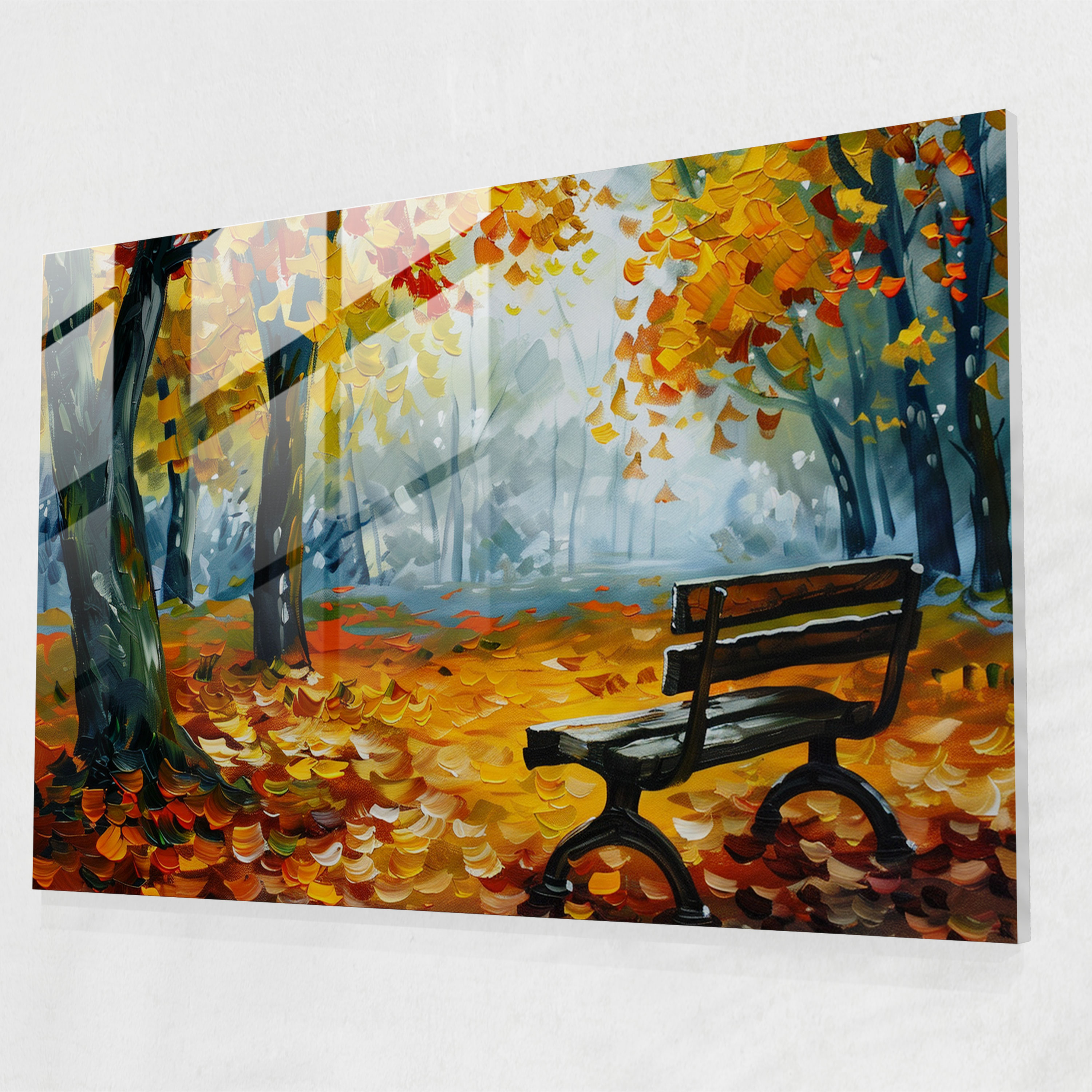Leonid Afremov Home Decoration - Peaceful Park Bench - Leonid Afremov, Glass Art, Home Decoration, Glass Print