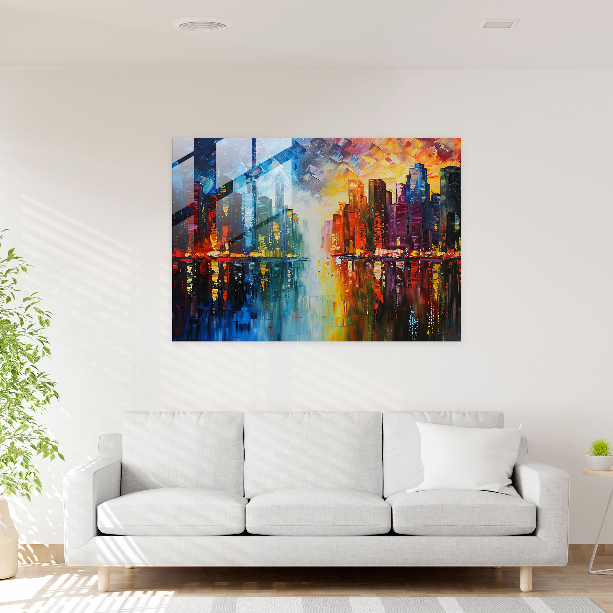 Leonid Afremov Glass Print - Colorful Abstract Cityscape - Leonid Afremov, Glass Print, Wall Decoration, Home Decoration