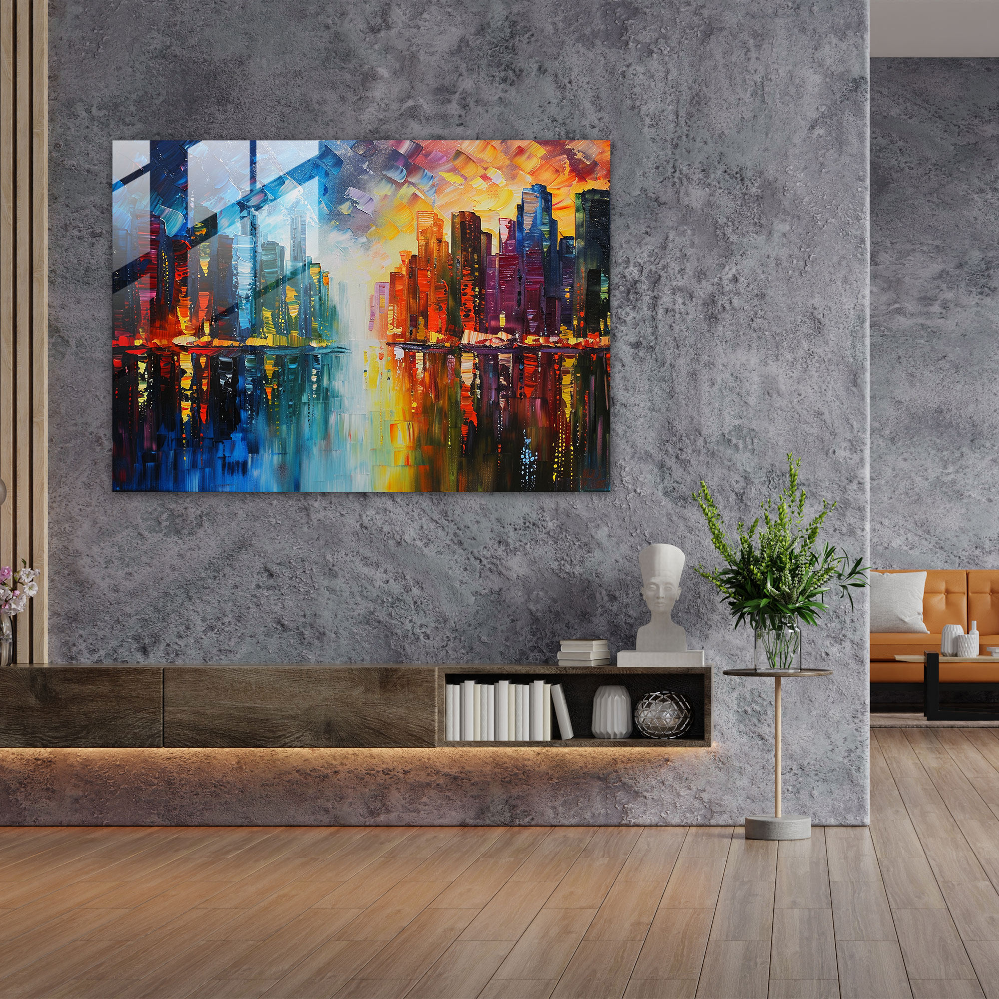 Leonid Afremov Glass Print - Colorful Abstract Cityscape - Leonid Afremov, Glass Print, Wall Decoration, Home Decoration