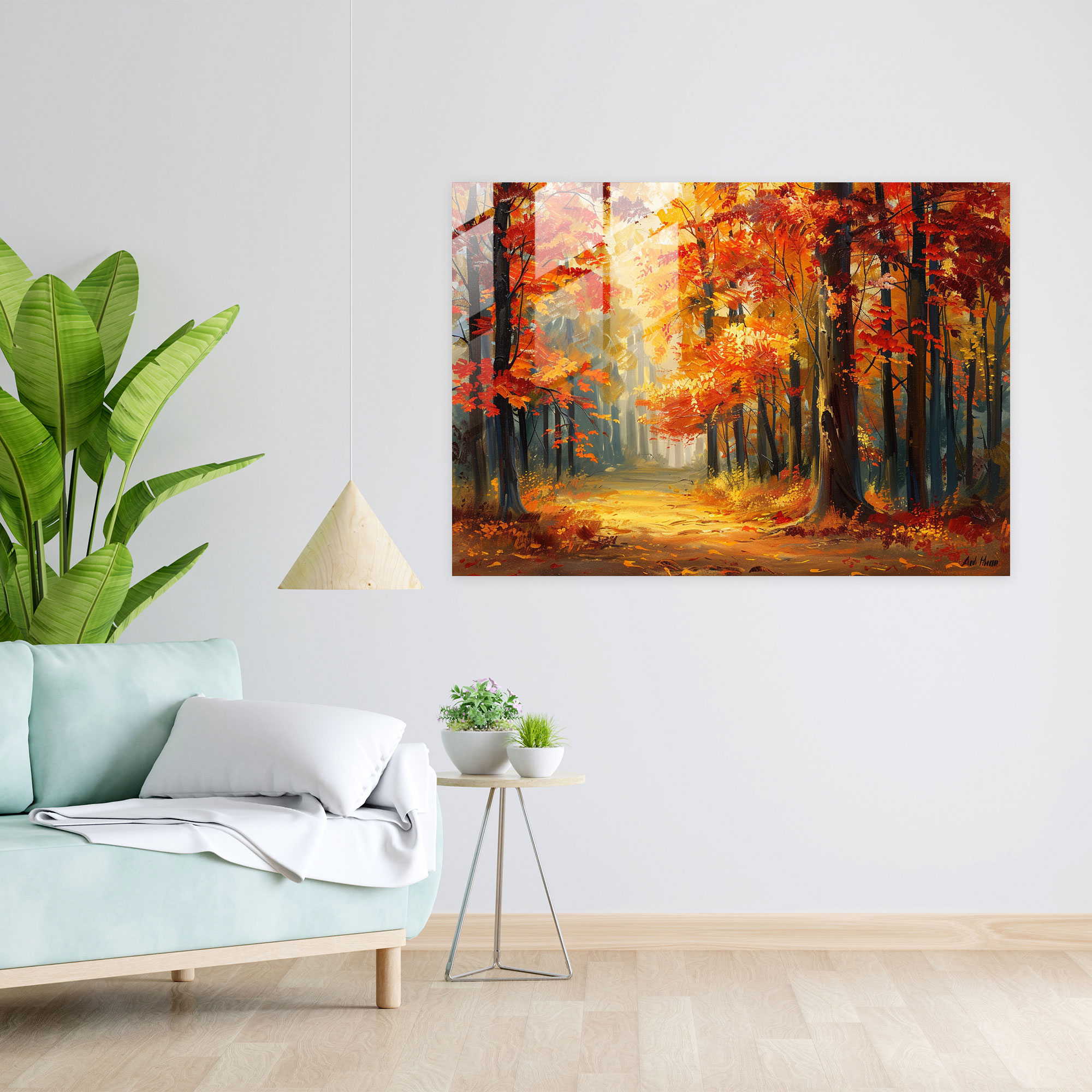 Leonid Afremov Glass Wall Art - Peaceful Forest Autumn - Leonid Afremov, Modern Art, Glass Art, Home Decoration
