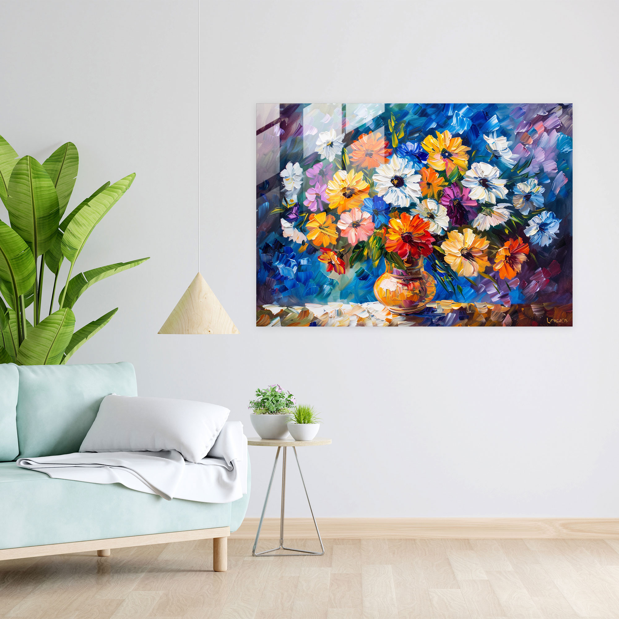 Leonid Afremov Wall Decoration - Vibrant Floral Still Life - Leonid Afremov, Still Life, Glass Art, Home Decoration