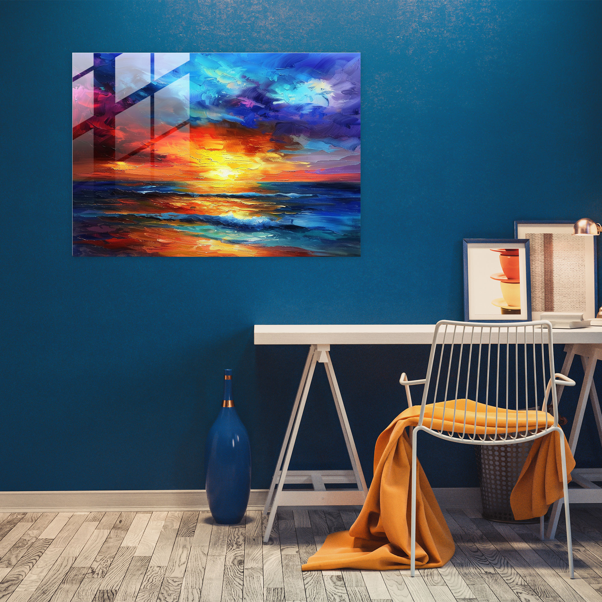 Leonid Afremov Glass Art - Colorful Ocean Sunset - Leonid Afremov, Ocean, Modern Art, Sunset
