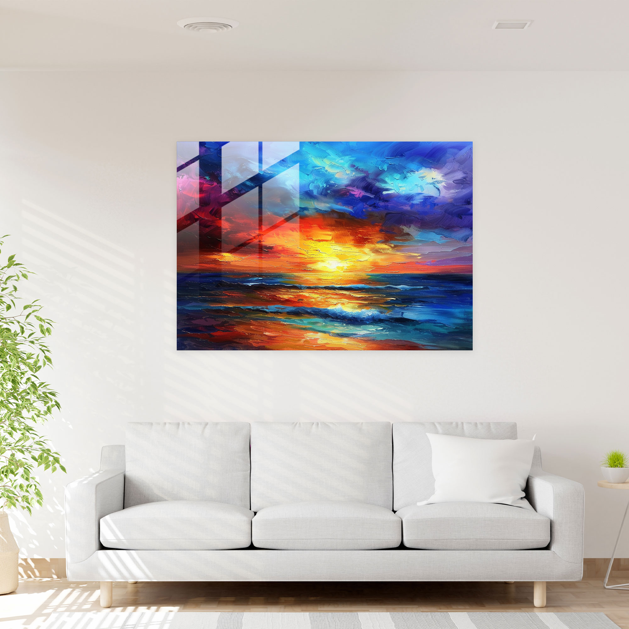 Leonid Afremov Glass Art - Colorful Ocean Sunset - Leonid Afremov, Ocean, Modern Art, Sunset