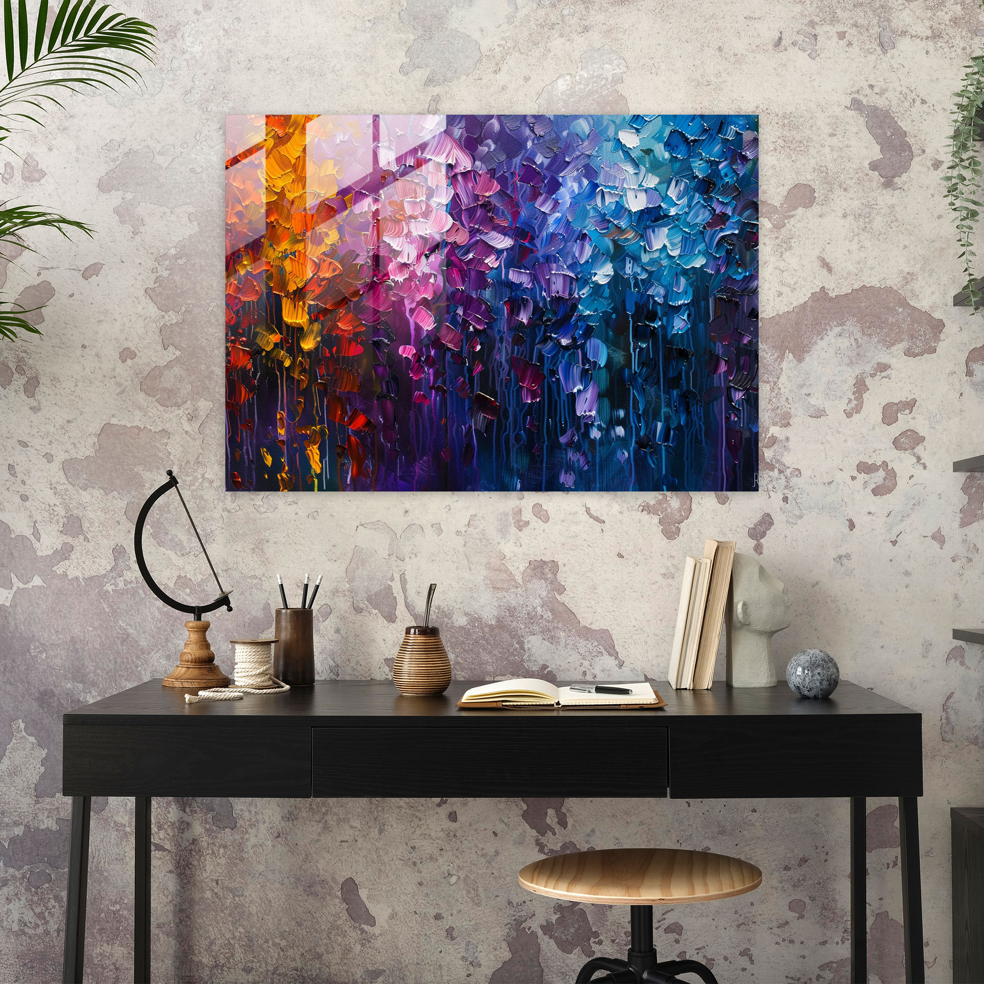 Leonid Afremov Modern Art - Abstract Rain Shower - Leonid Afremov, Wall Decoration, Modern Art, Glass Print