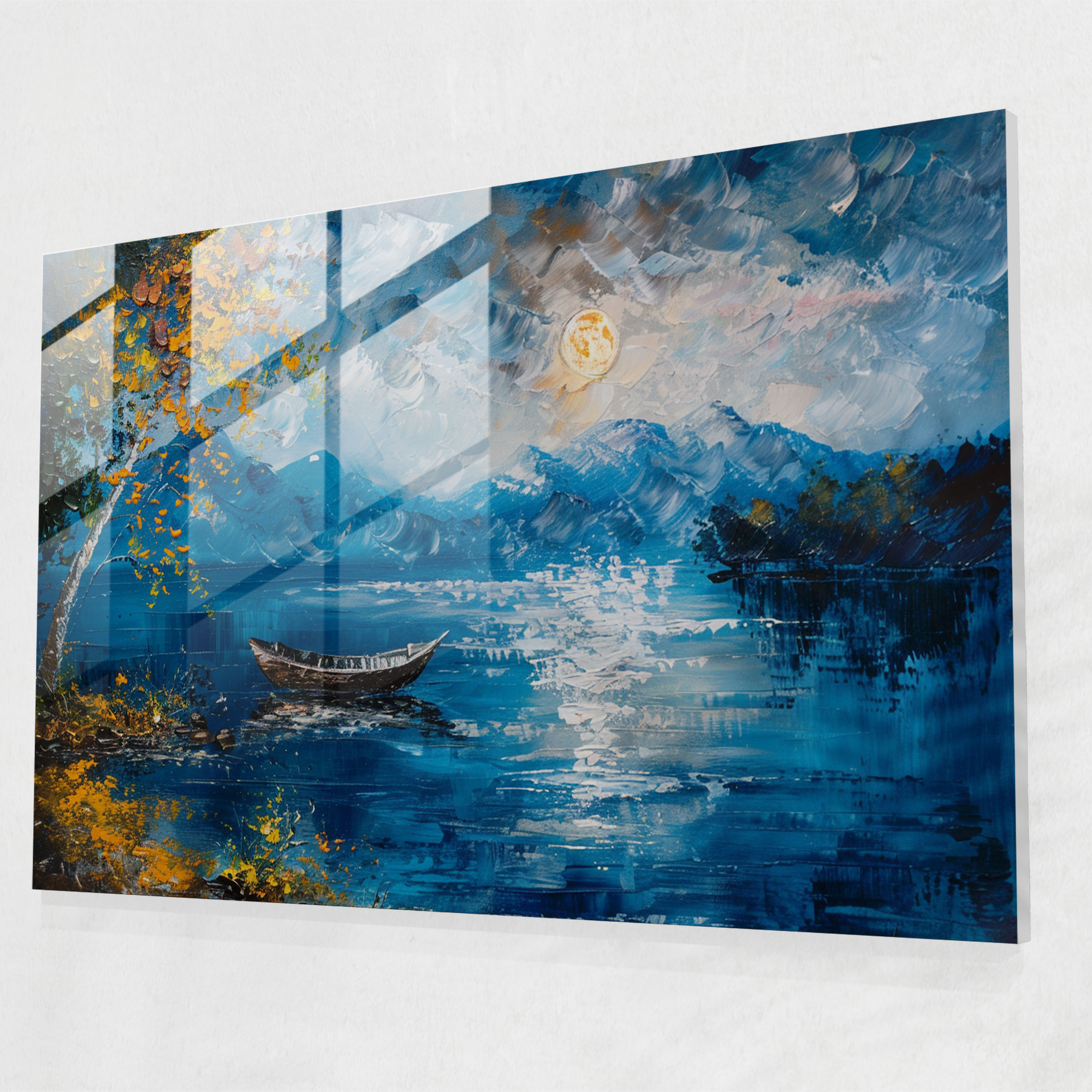 Leonid Afremov Glass Print - Moonlit Landscape - Leonid Afremov, Glass Wall Art, Moonlit, Glass Print