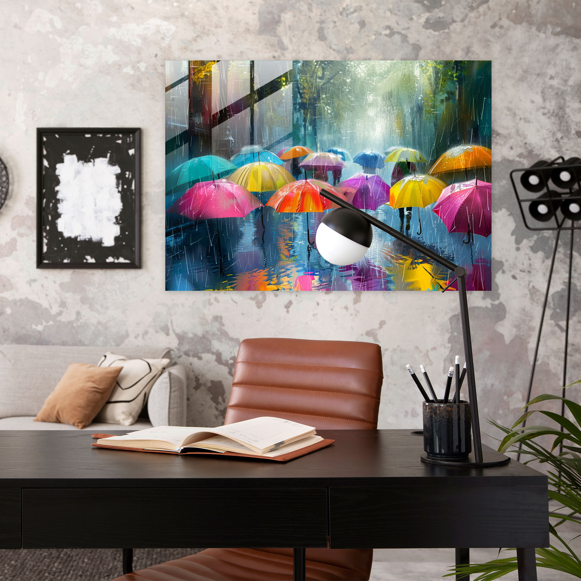 Leonid Afremov Glass Art - Whimsical Rainy Day - Leonid Afremov, Glass Wall Art, Whimsical, Home Decoration