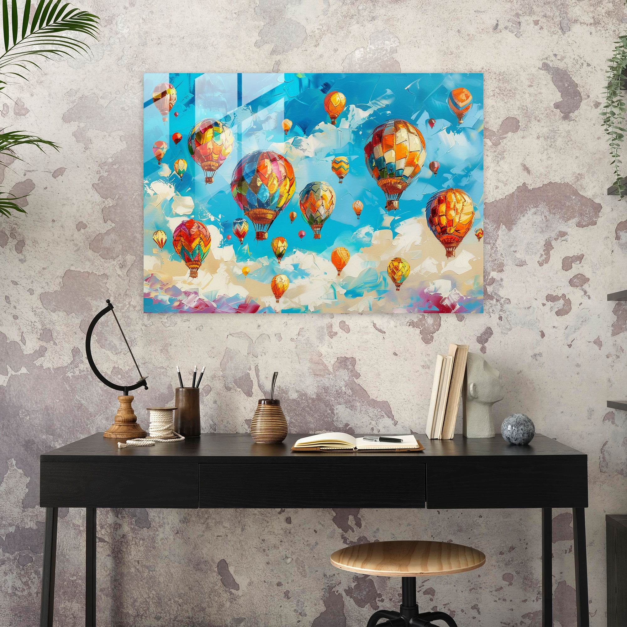 Leonid Afremov Glass Print - Whimsical Hot Air Balloons - Leonid Afremov, Glass Print, Home Decoration, Modern Art