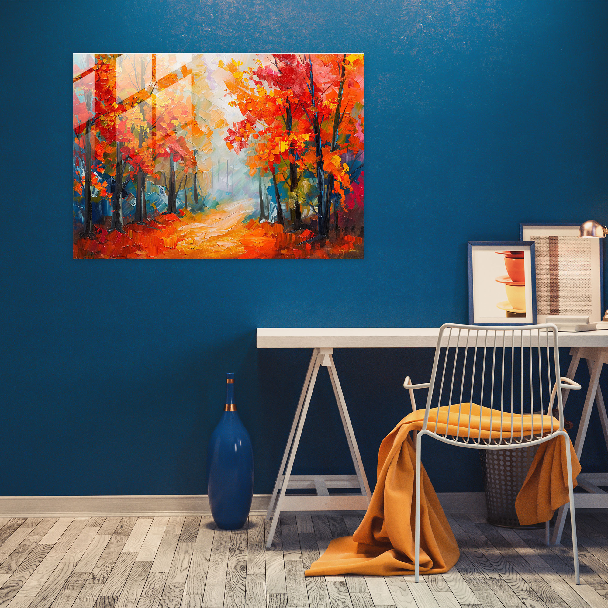 Colorful Autumn Forest Glass Print - Leonid Afremov, Modern Art, Leonid Afremov, Glass Wall Art