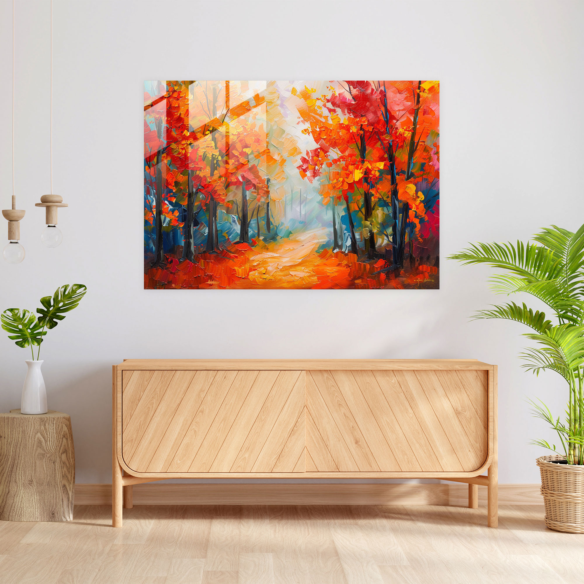 Colorful Autumn Forest Glass Print - Leonid Afremov, Modern Art, Leonid Afremov, Glass Wall Art