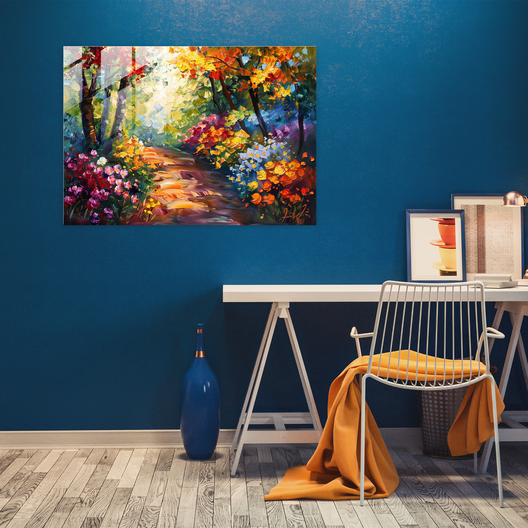 Vibrant Floral Garden Glass Print - Leonid Afremov, Wall Decoration, Painting, Leonid Afremov
