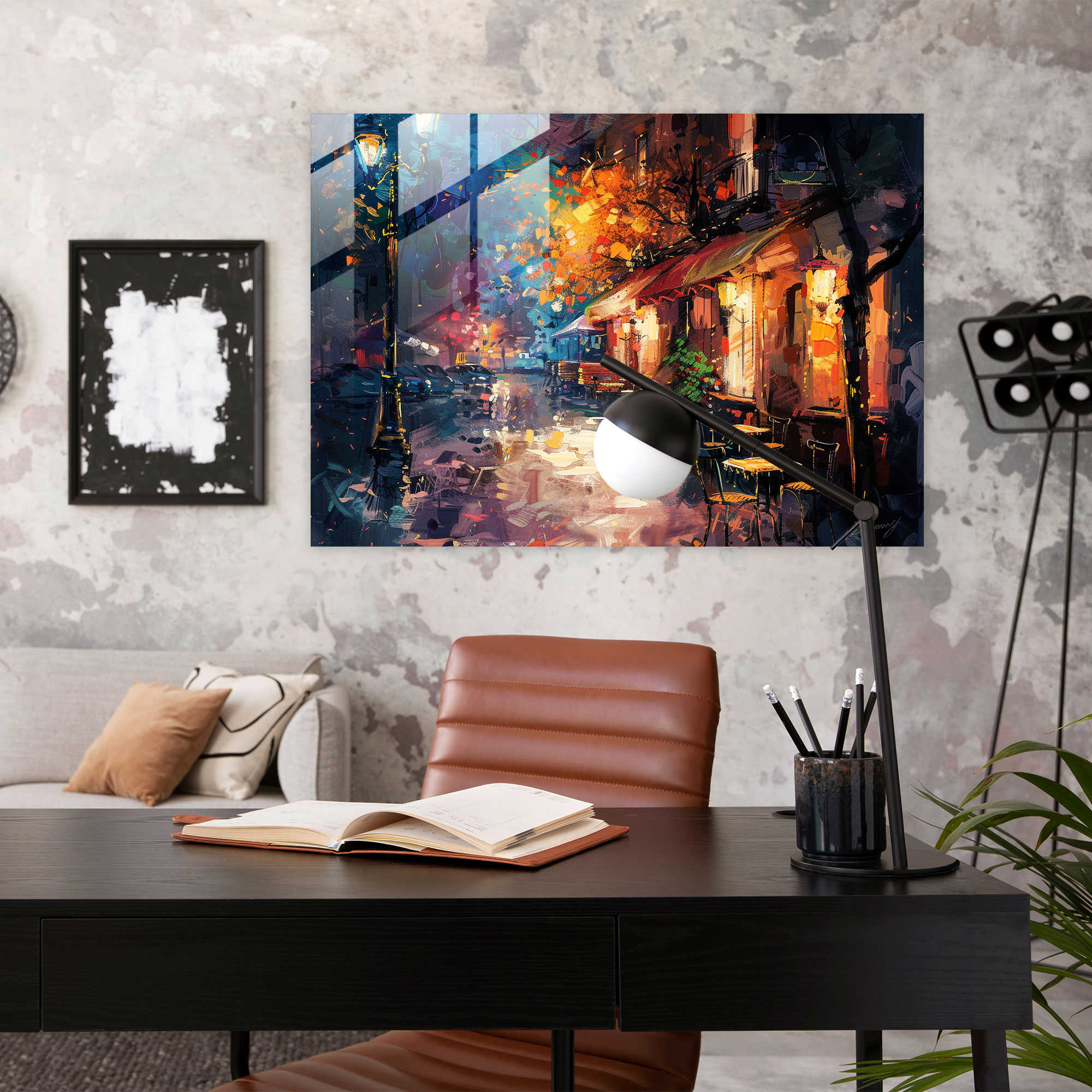 Cozy Cafe Street Glass Wall Art - Leonid Afremov, Modern Art, Cozy Cafe, Glass Print